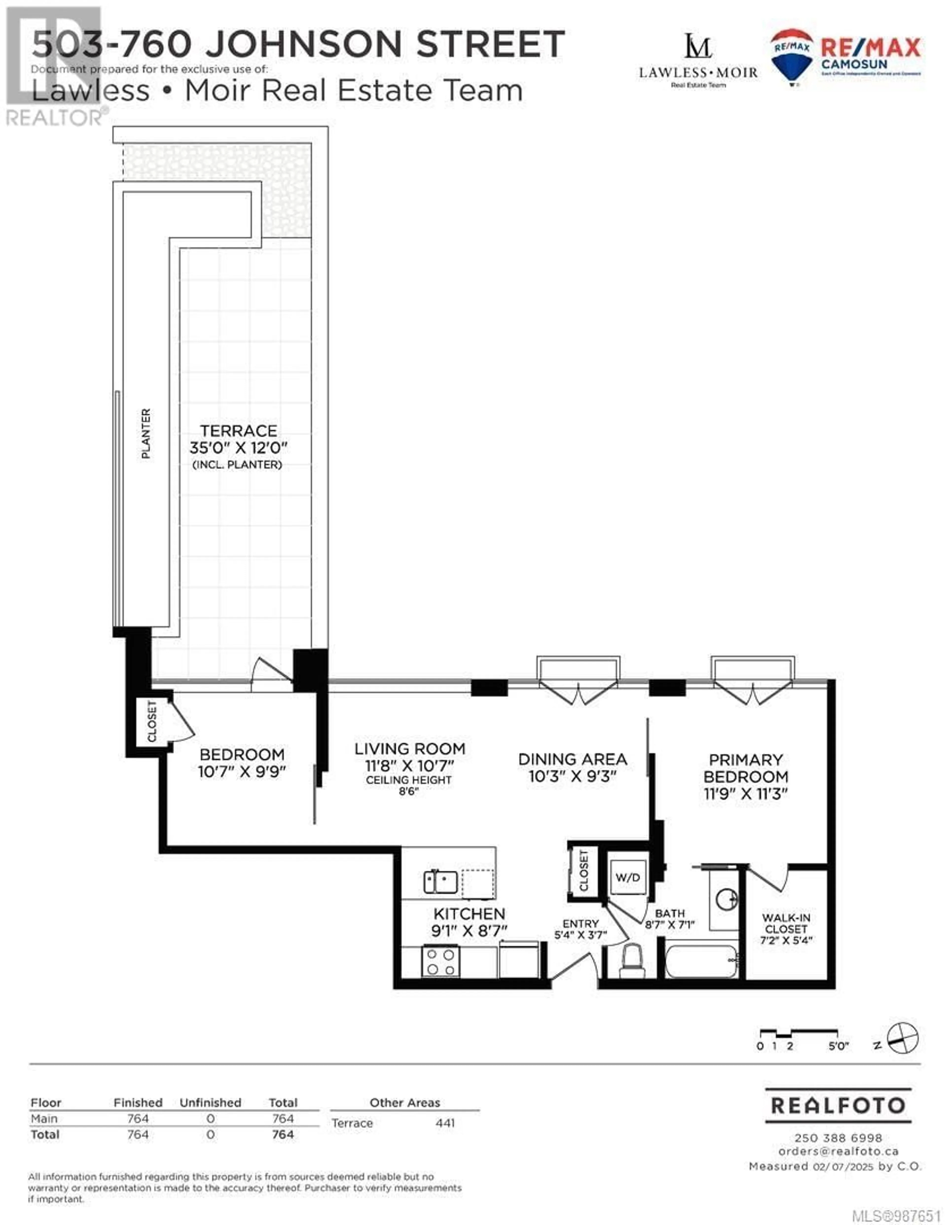 Floor plan for 503 760 Johnson St, Victoria British Columbia V8W0A4