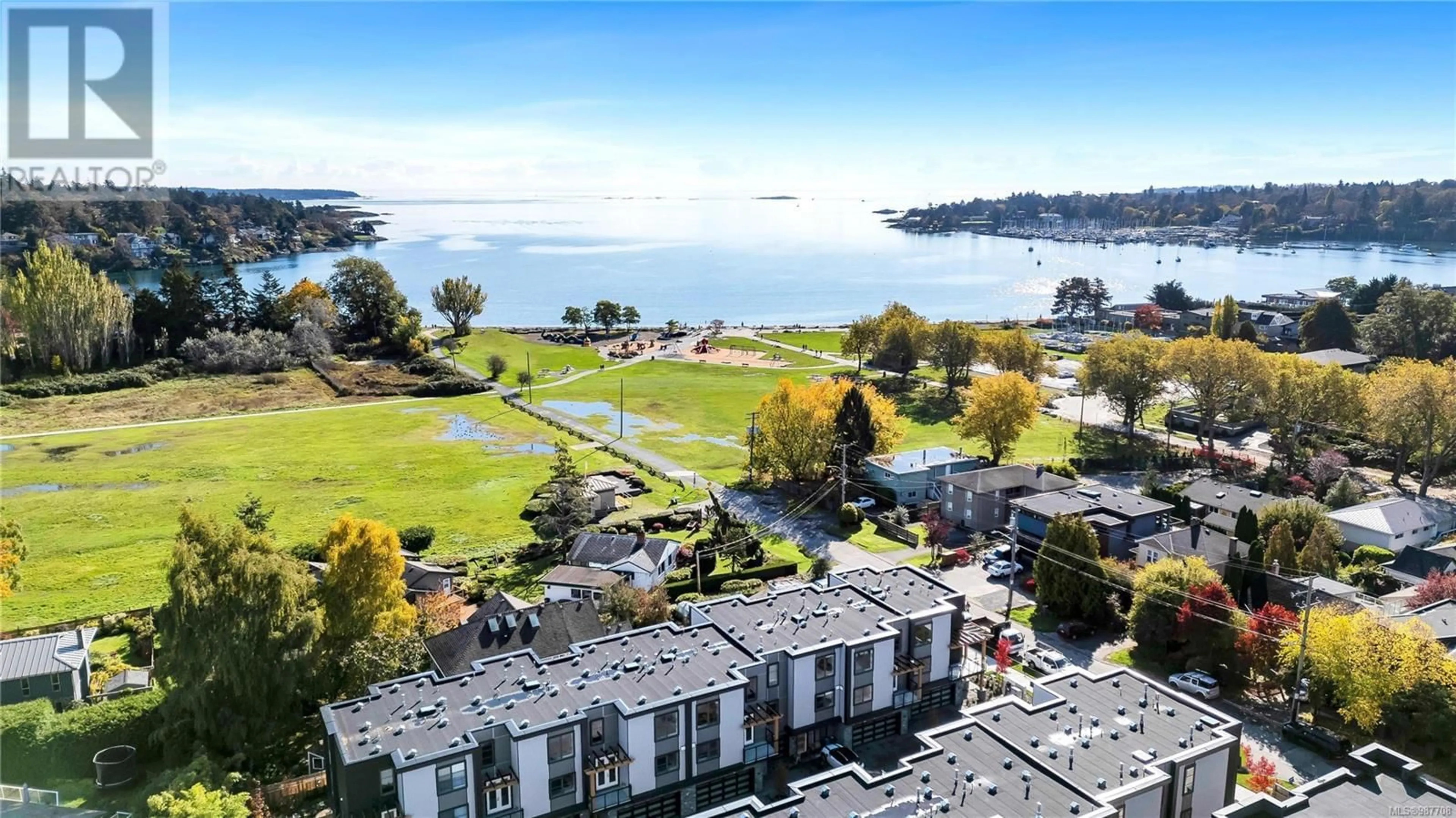 A pic from outside/outdoor area/front of a property/back of a property/a pic from drone, water/lake/river/ocean view for 9 2590 Penrhyn St, Saanich British Columbia V8N1G3