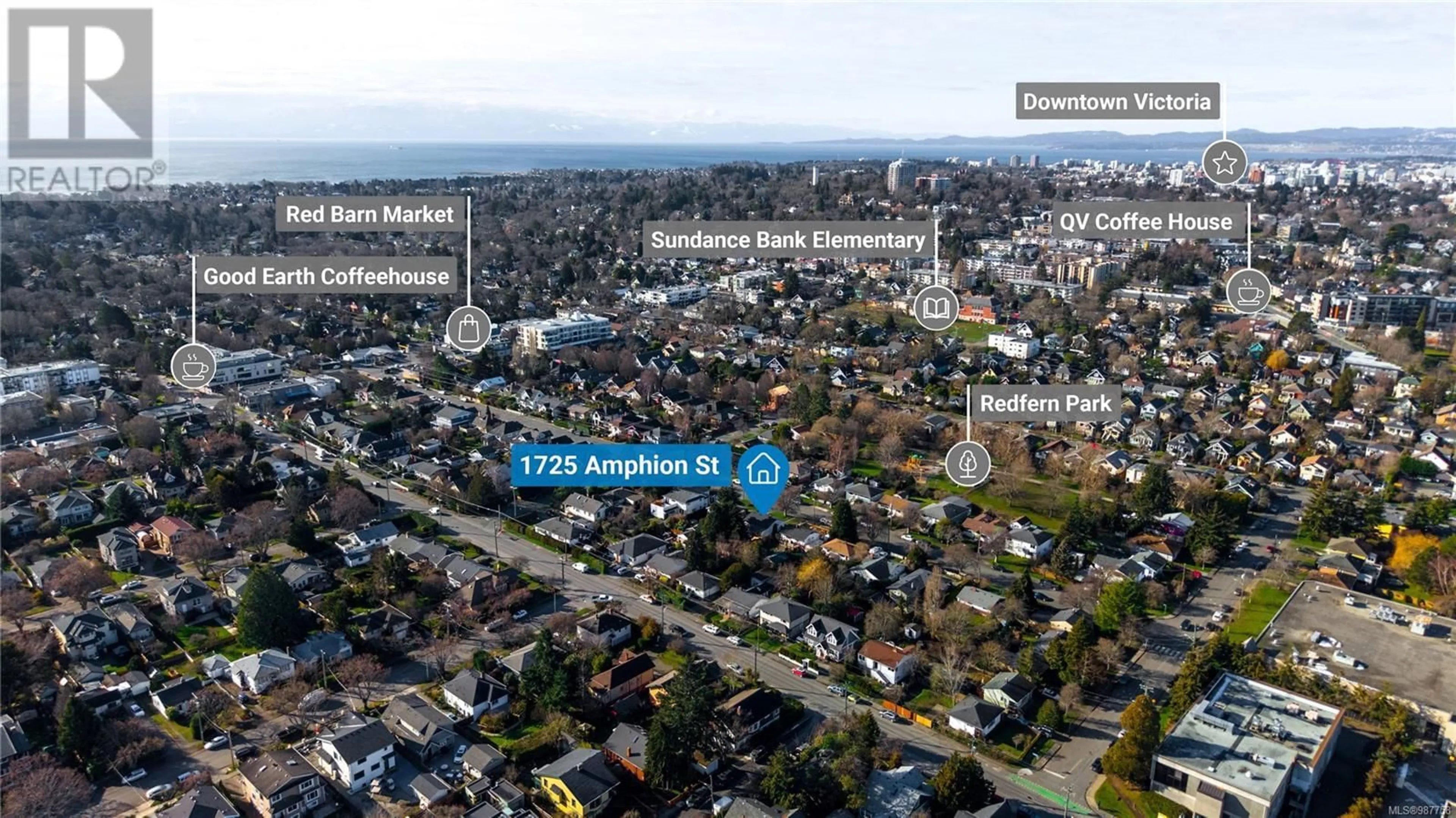 A pic from outside/outdoor area/front of a property/back of a property/a pic from drone, unknown for 1725 Amphion St, Victoria British Columbia V8R4Z8