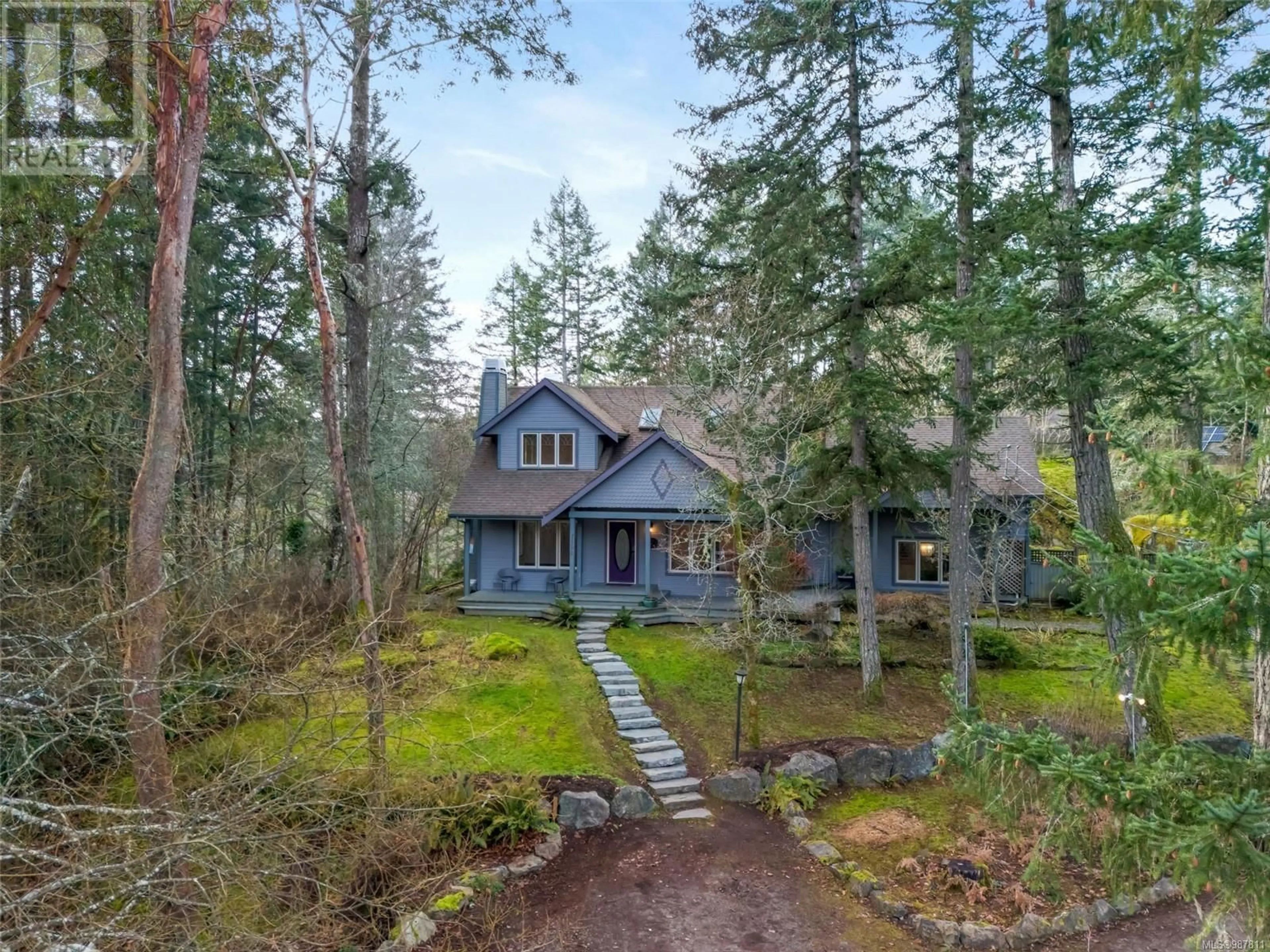 A pic from outside/outdoor area/front of a property/back of a property/a pic from drone, forest/trees view for 11170 Alder Rd, North Saanich British Columbia V8L5R3