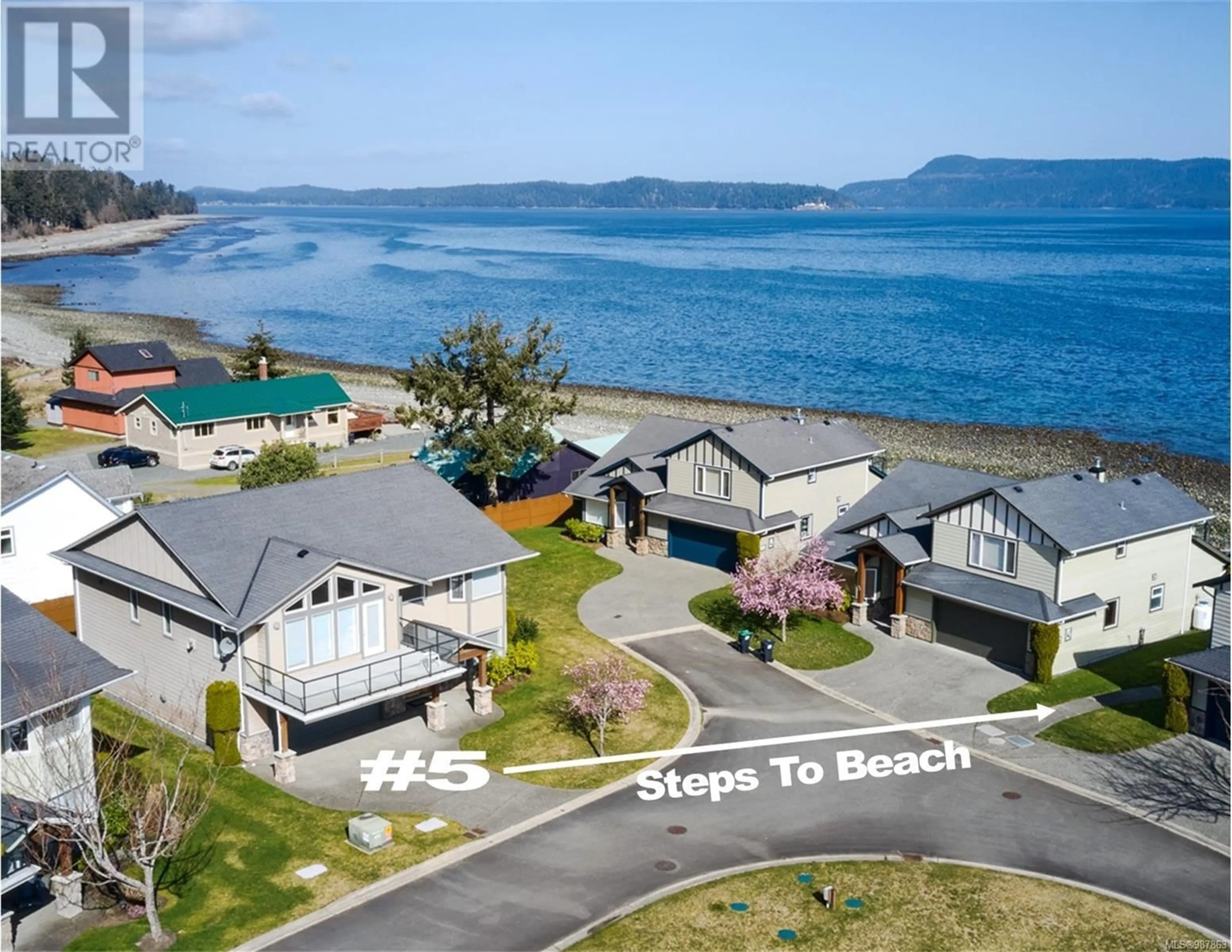 A pic from outside/outdoor area/front of a property/back of a property/a pic from drone, water/lake/river/ocean view for 5 4320 Garrod Rd, Bowser British Columbia V0R1G0