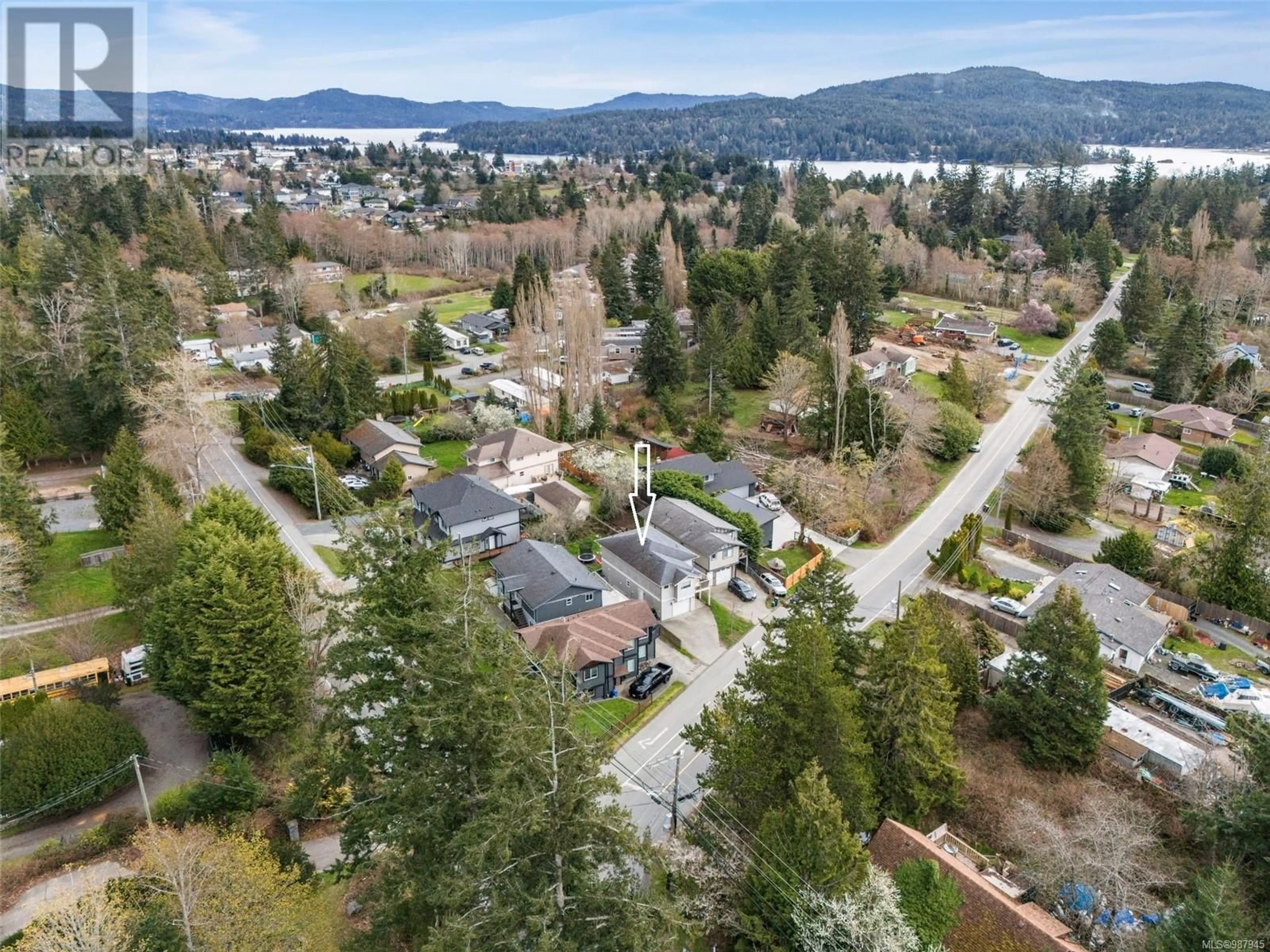 A pic from outside/outdoor area/front of a property/back of a property/a pic from drone, water/lake/river/ocean view for 2095 Maple Ave S, Sooke British Columbia V9Z0N8