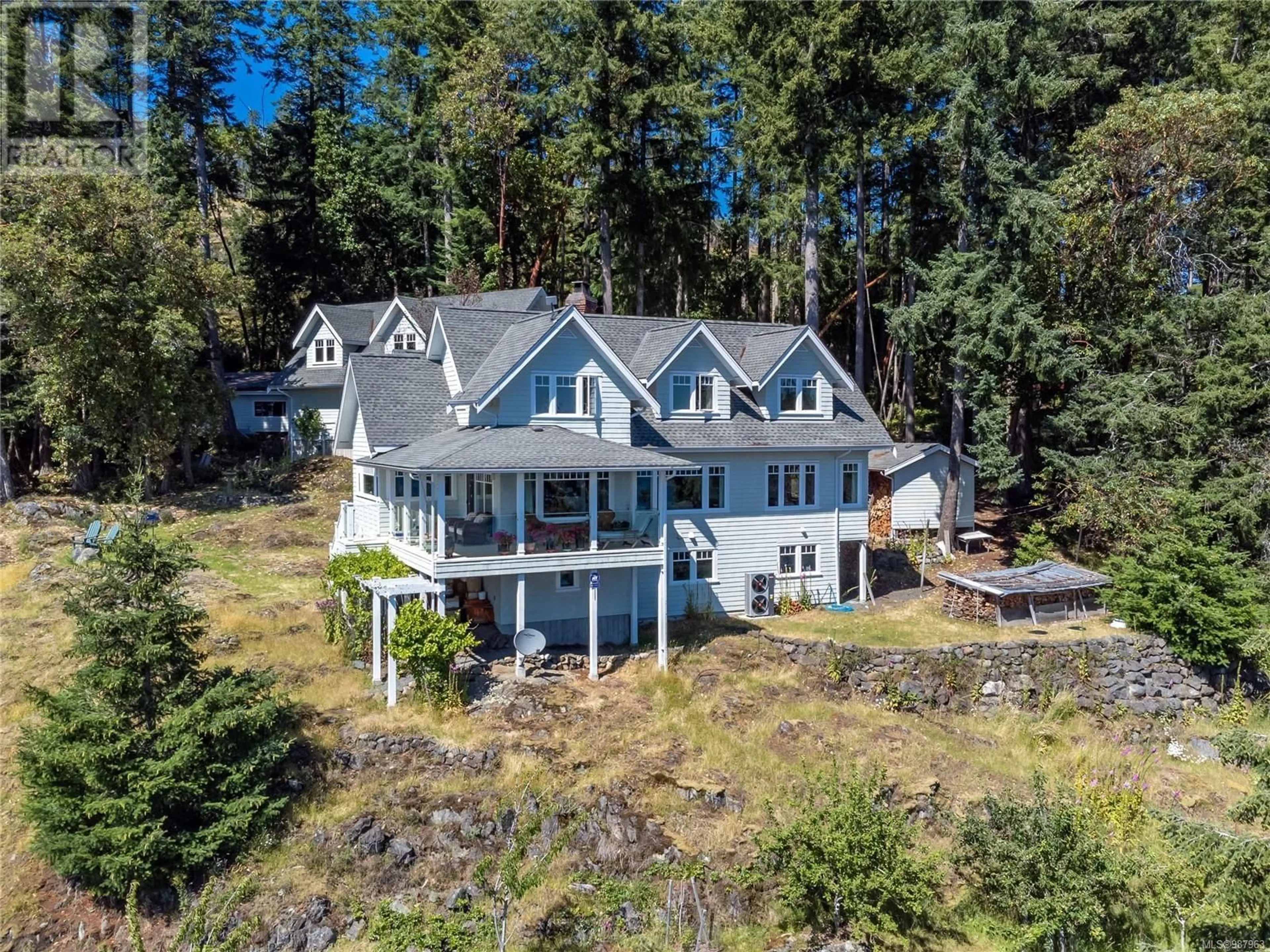 A pic from outside/outdoor area/front of a property/back of a property/a pic from drone, water/lake/river/ocean view for 1380 UPSHUR ROAD, Quadra Island British Columbia V0P1H0