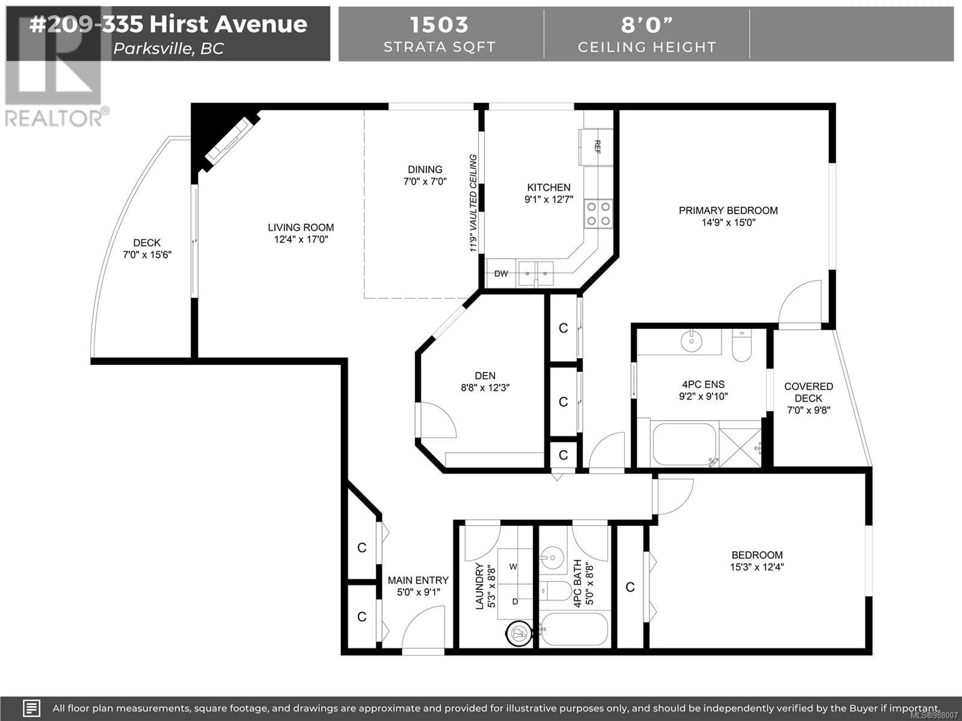 Floor plan for 209 335 Hirst Ave W, Parksville British Columbia V9P2R5