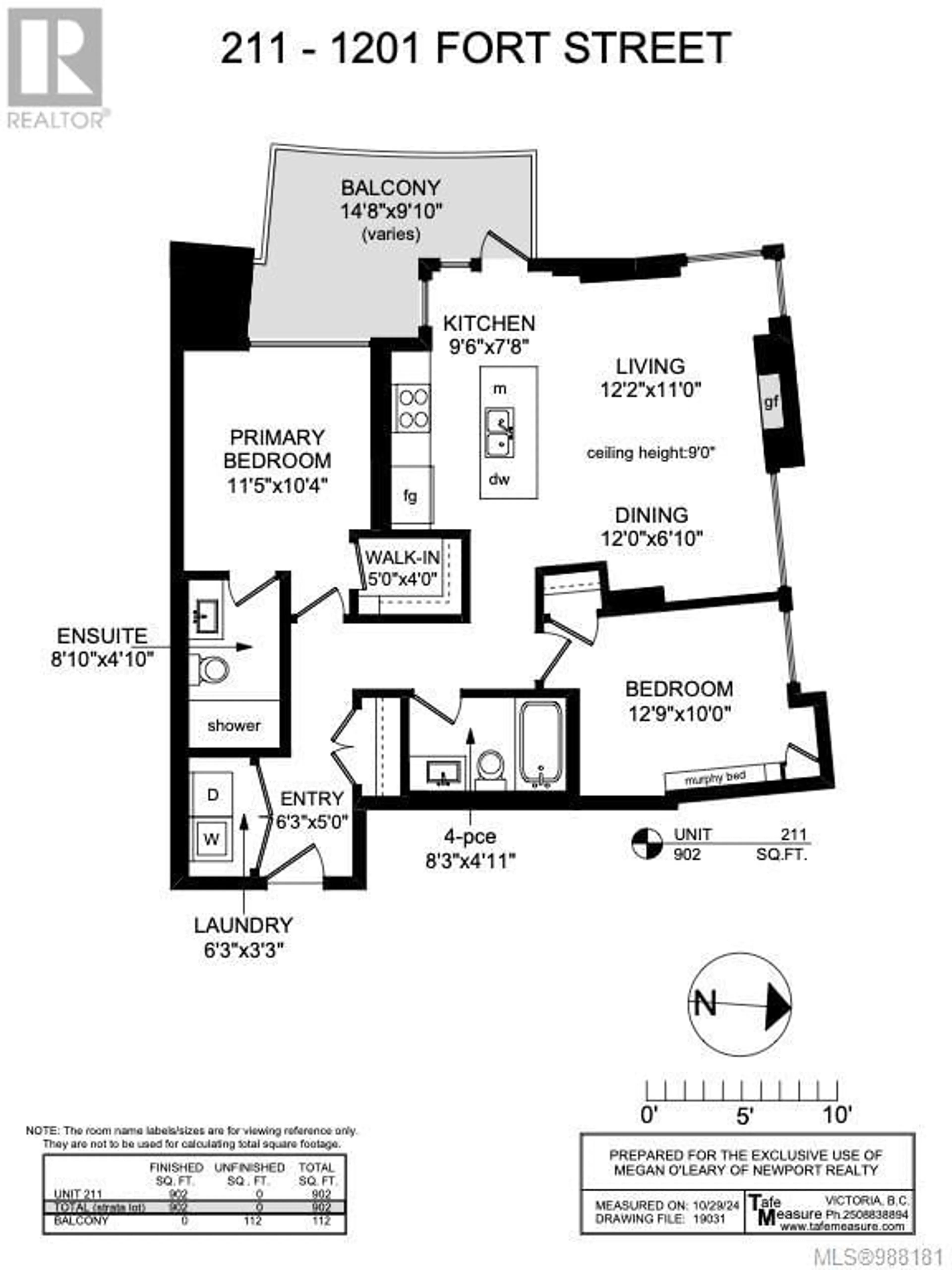 Floor plan for 211 1201 Fort St, Victoria British Columbia V8V0G1