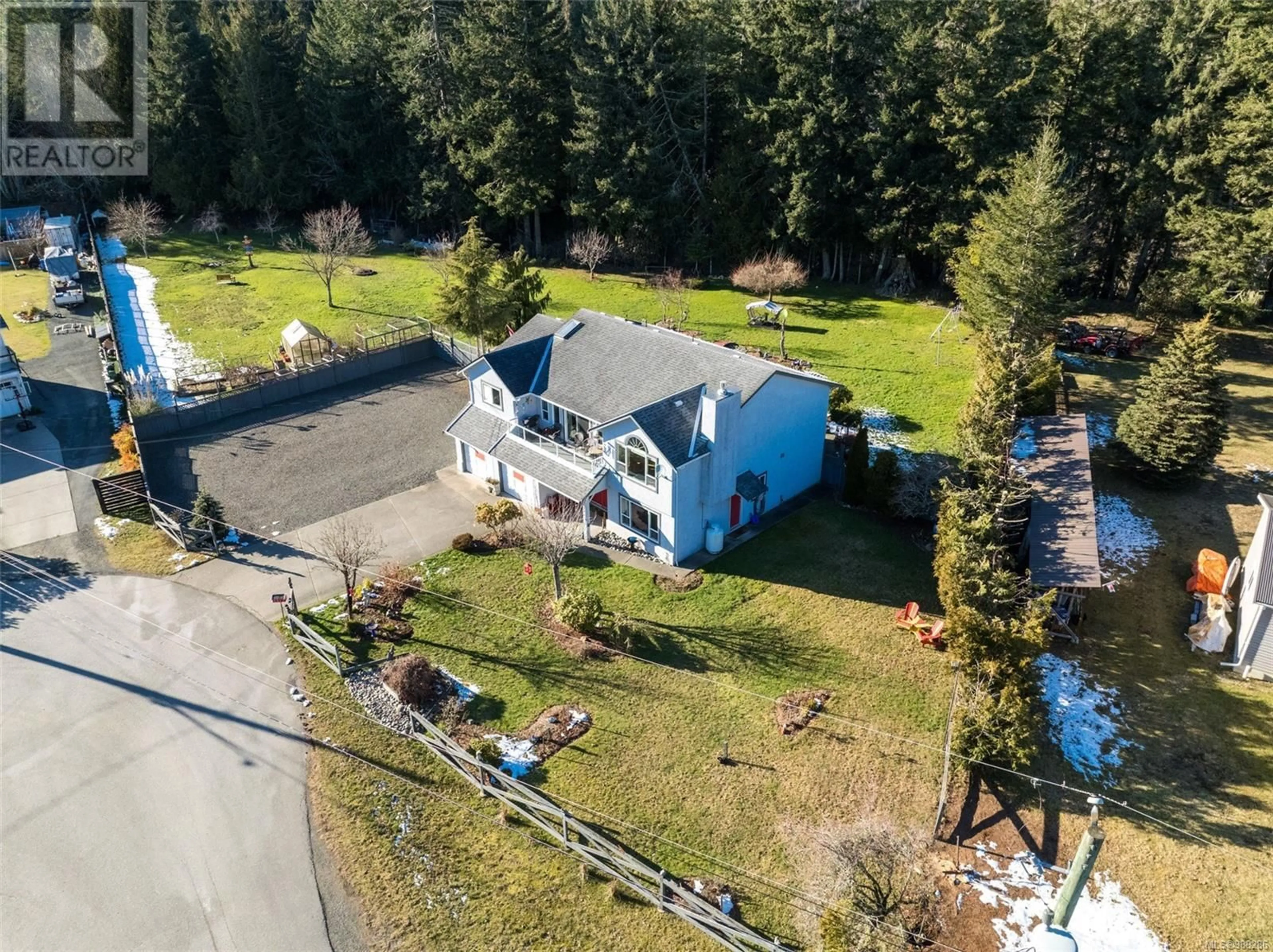 A pic from outside/outdoor area/front of a property/back of a property/a pic from drone, street for 2213 Ayum Rd, Sooke British Columbia V9Z0E7