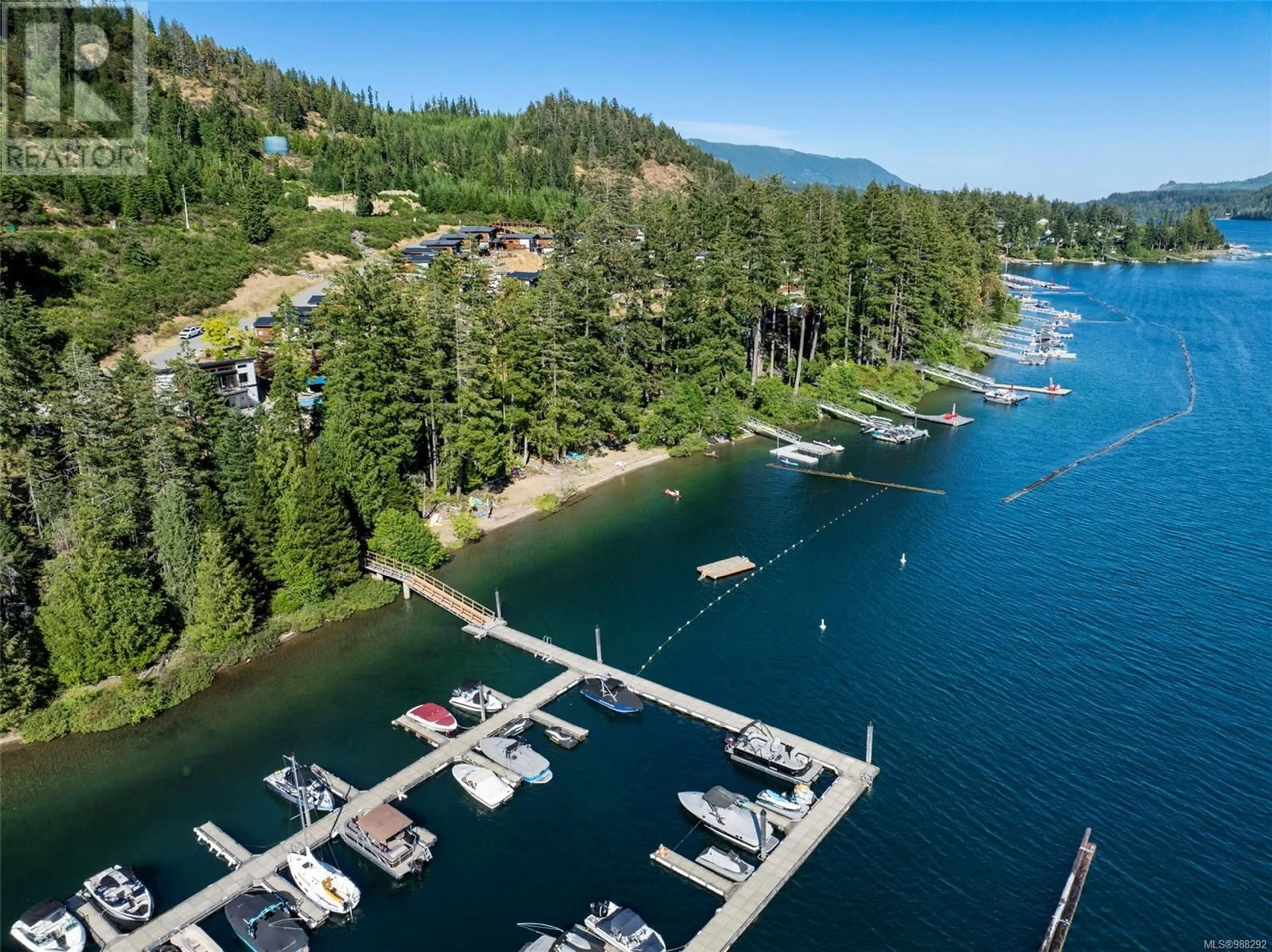 A pic from outside/outdoor area/front of a property/back of a property/a pic from drone, water/lake/river/ocean view for 9535 CABANA PLACE, Lake Cowichan British Columbia V0R2G1