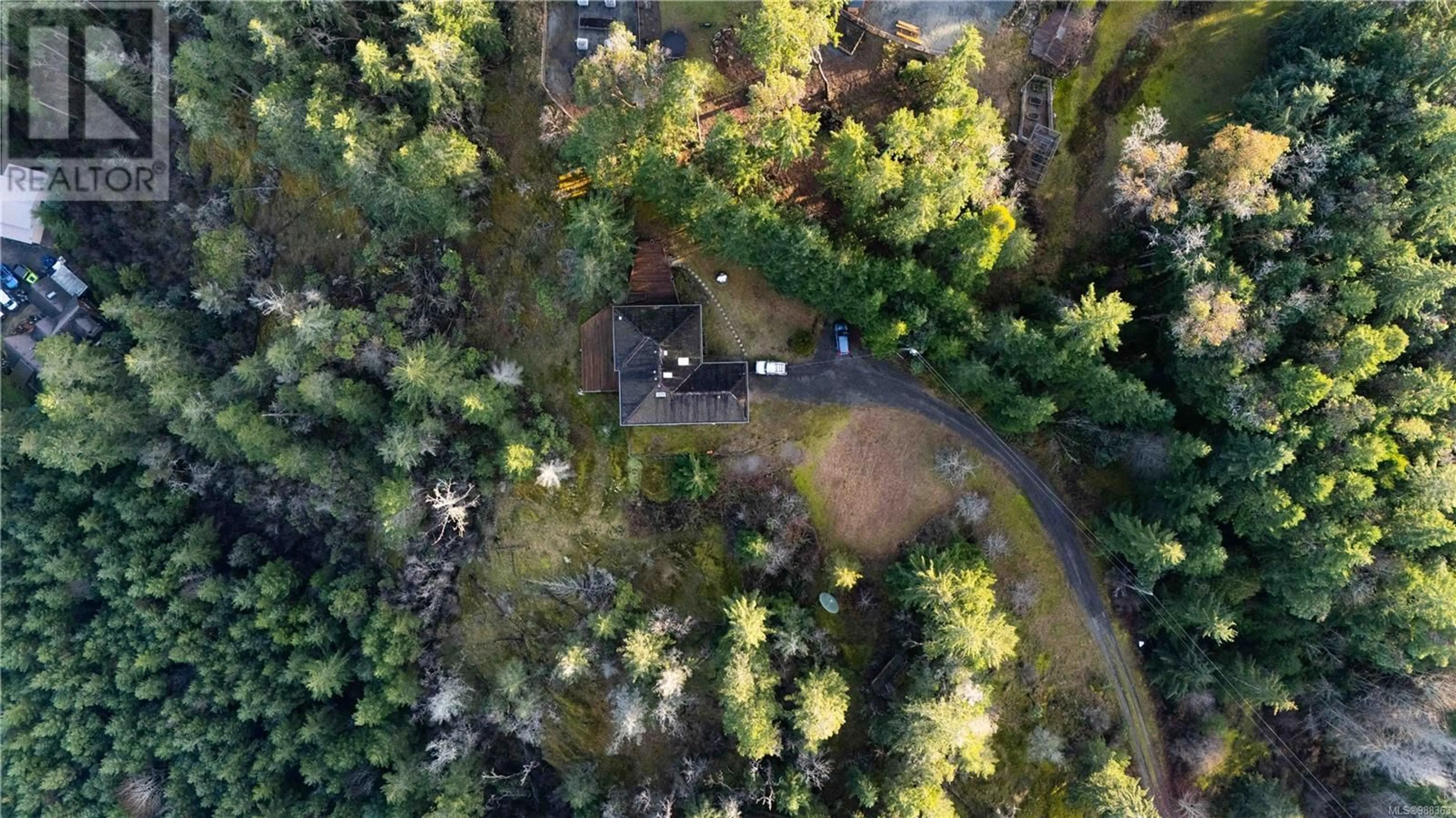 A pic from outside/outdoor area/front of a property/back of a property/a pic from drone, forest/trees view for 2750 Lana Rd, Nanoose Bay British Columbia V9P9B2