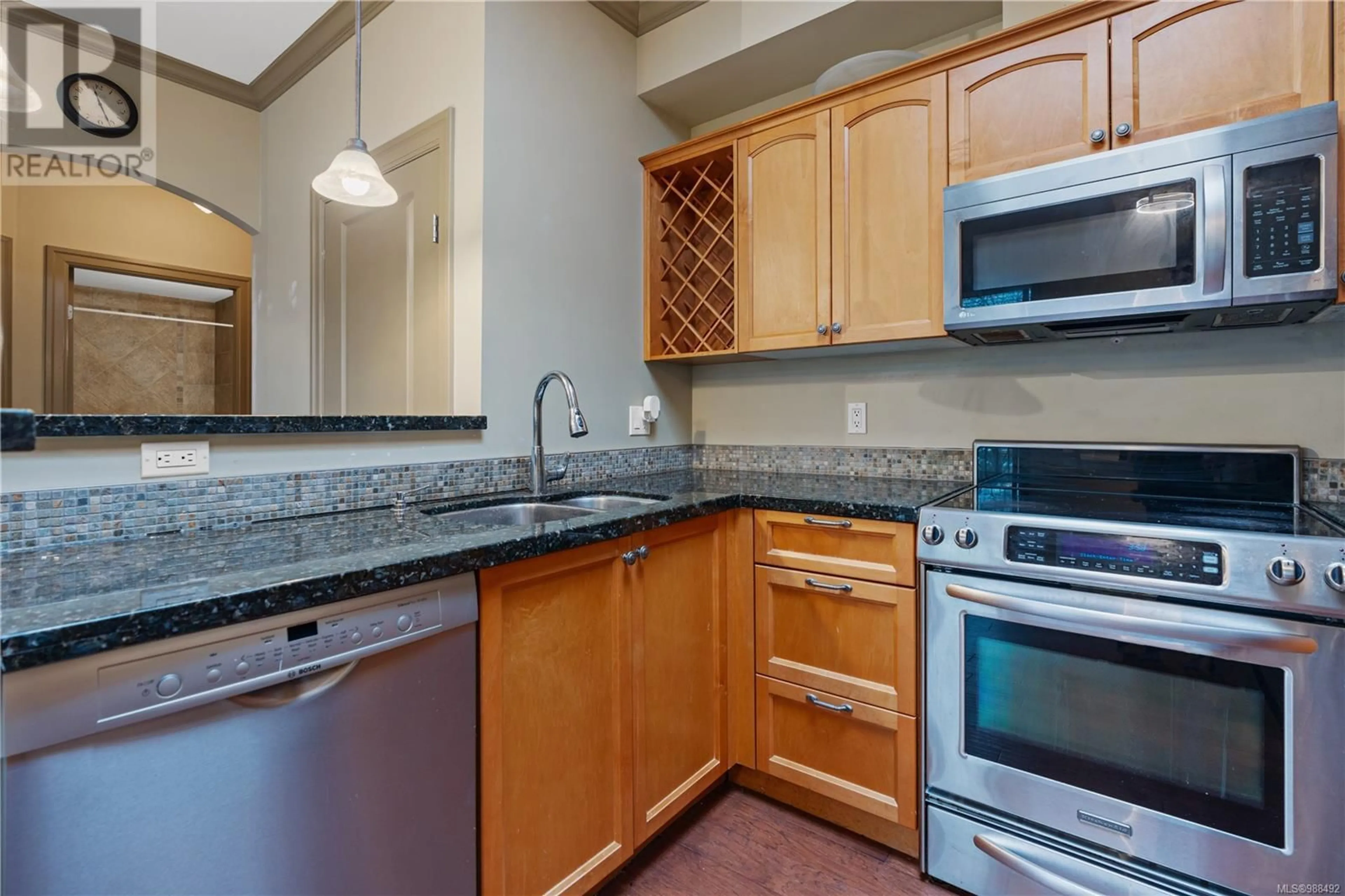 Standard kitchen, ceramic/tile floor for 302 1642 McKenzie Ave, Saanich British Columbia V8N0A3