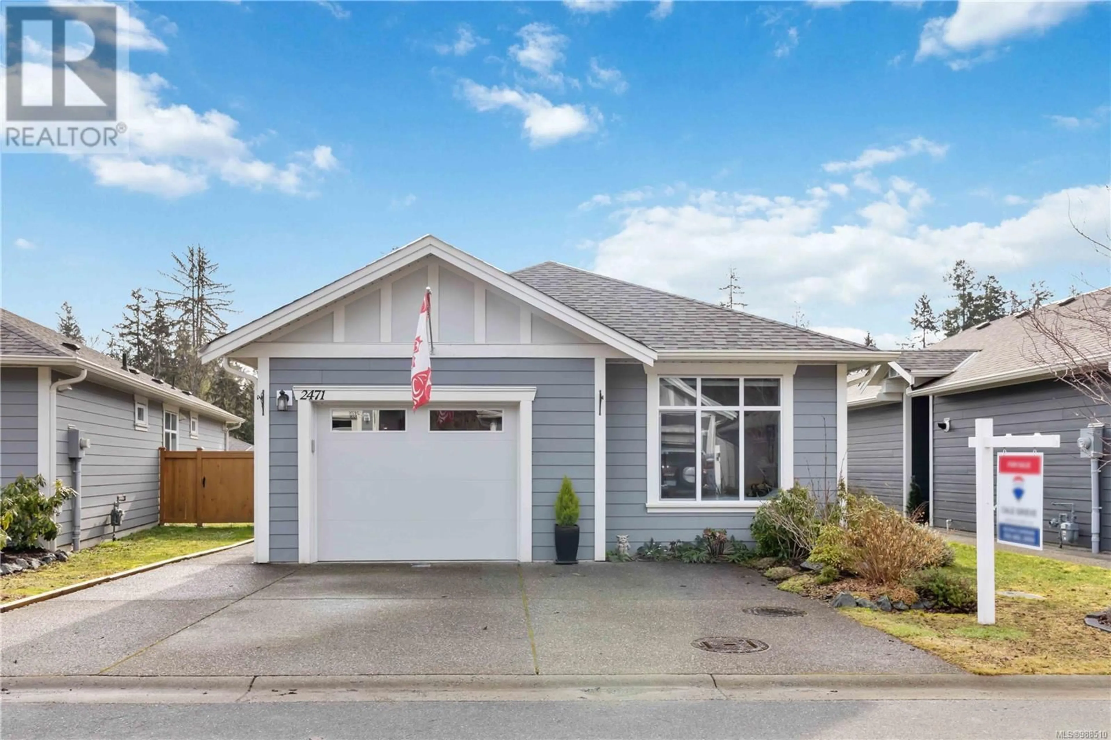 Home with vinyl exterior material, street for 2471 Fern Way, Sooke British Columbia V8Z1N9