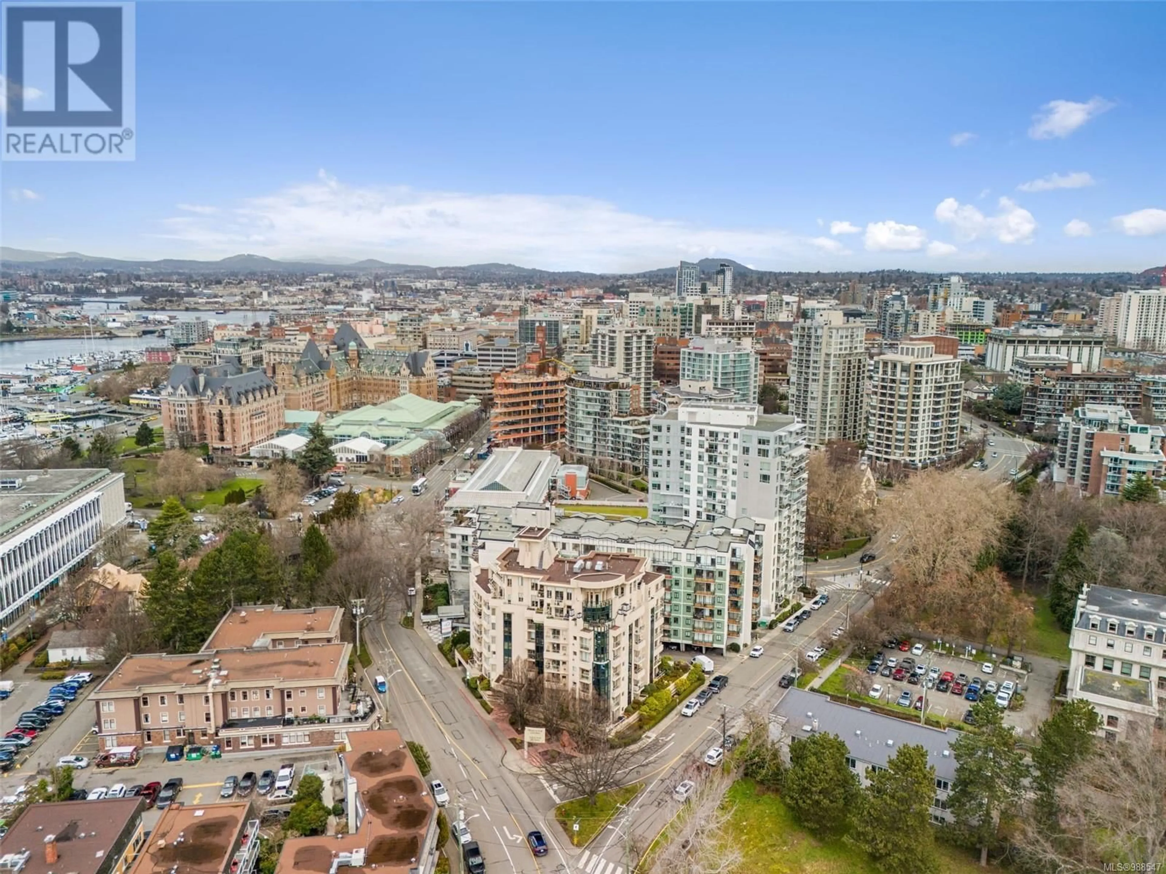 A pic from outside/outdoor area/front of a property/back of a property/a pic from drone, city buildings view from balcony for 304 605 Douglas St, Victoria British Columbia V8V2P9