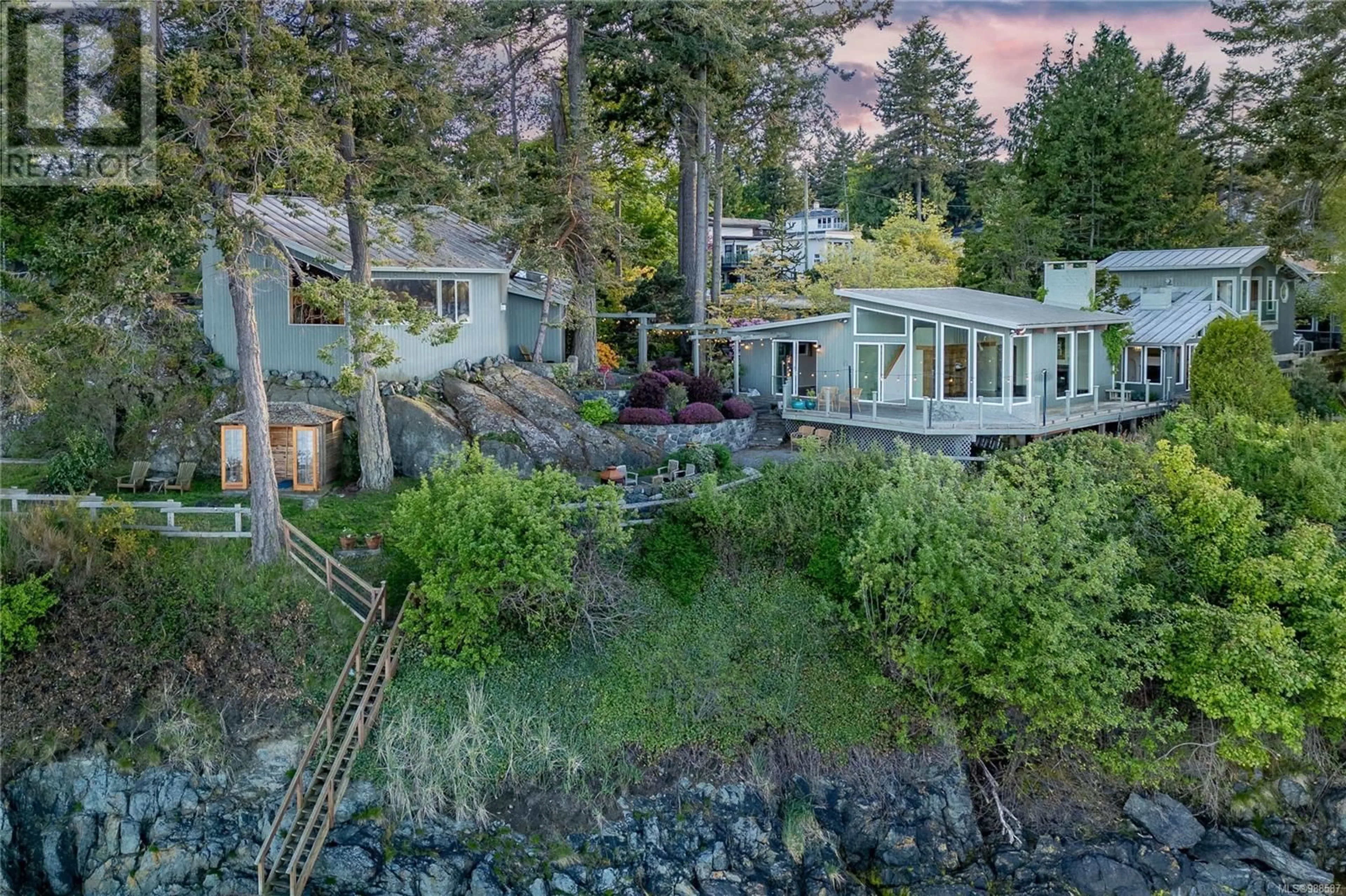 A pic from outside/outdoor area/front of a property/back of a property/a pic from drone, water/lake/river/ocean view for 4855 Major Rd, Saanich British Columbia V8Y2L8