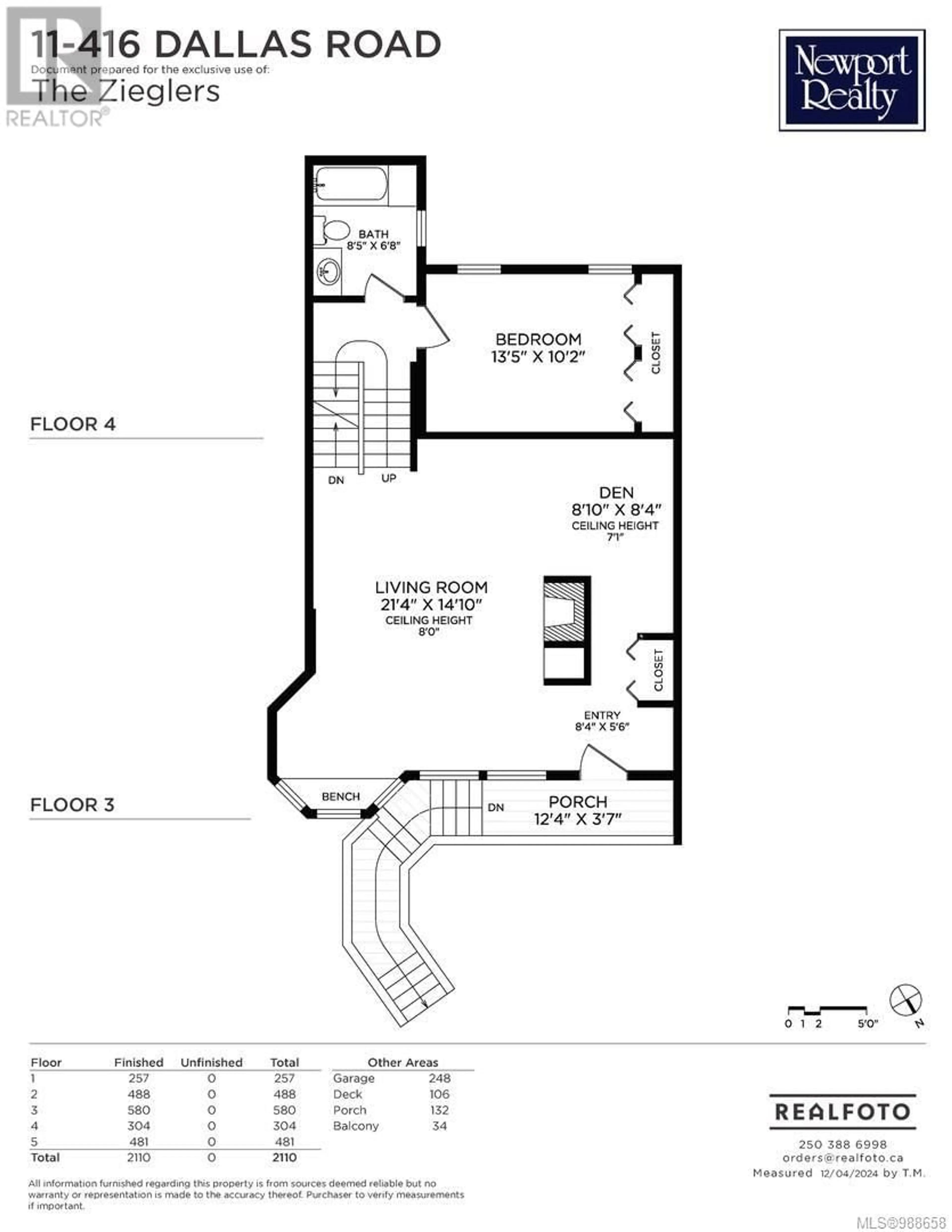 Floor plan for 11 416 Dallas Rd, Victoria British Columbia V8V1A9