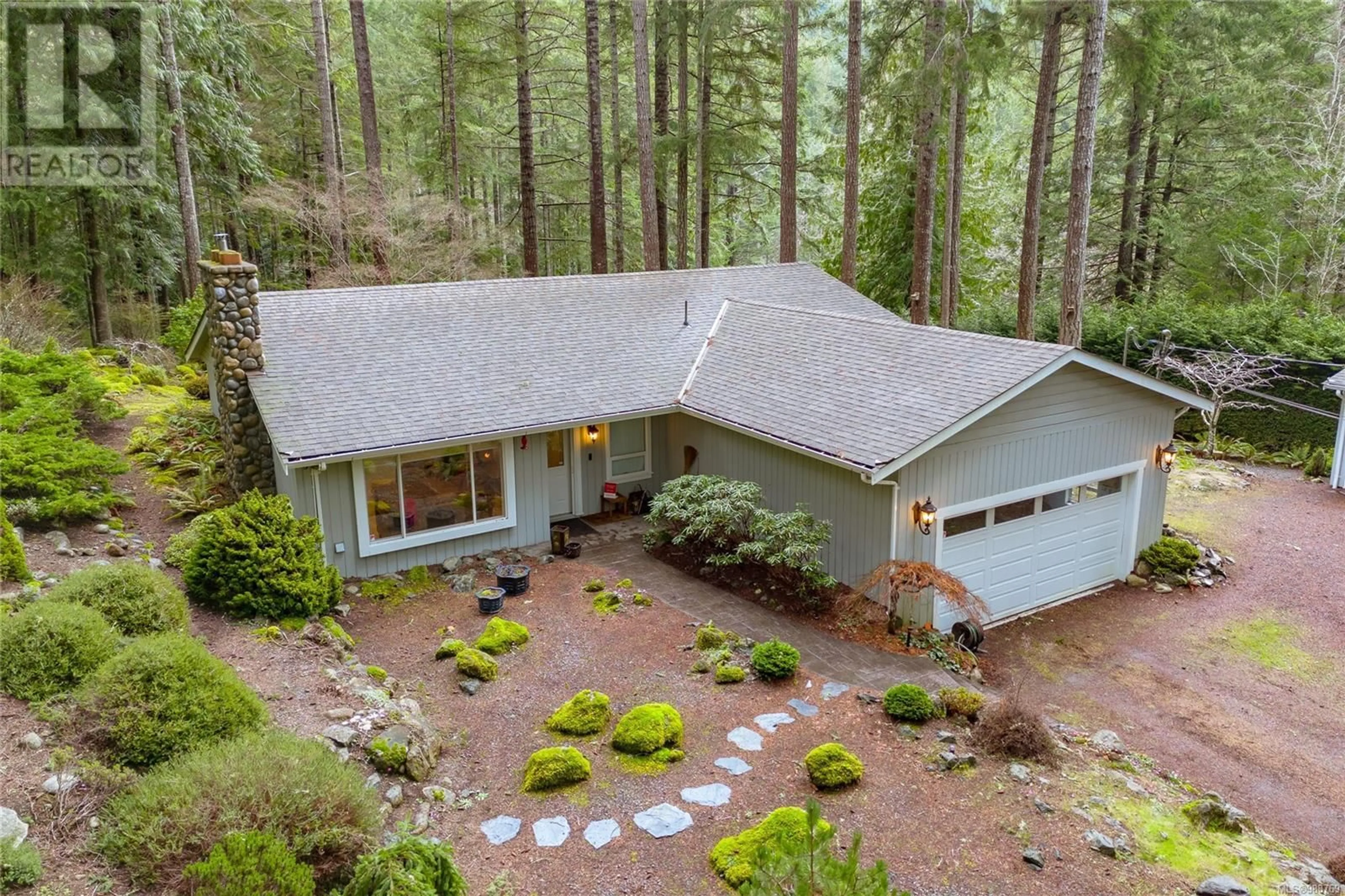 A pic from outside/outdoor area/front of a property/back of a property/a pic from drone, forest/trees view for 4519 Lindholm Rd, Metchosin British Columbia V9B5B4