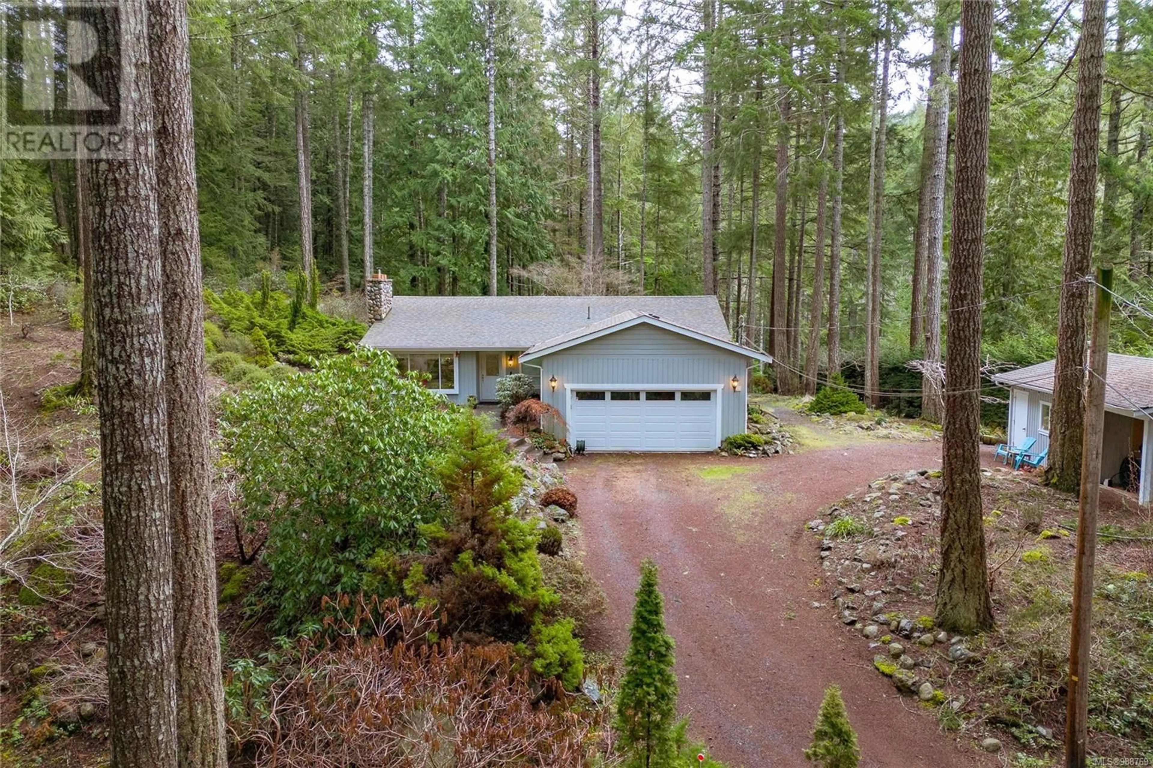 A pic from outside/outdoor area/front of a property/back of a property/a pic from drone, forest/trees view for 4519 Lindholm Rd, Metchosin British Columbia V9B5B4