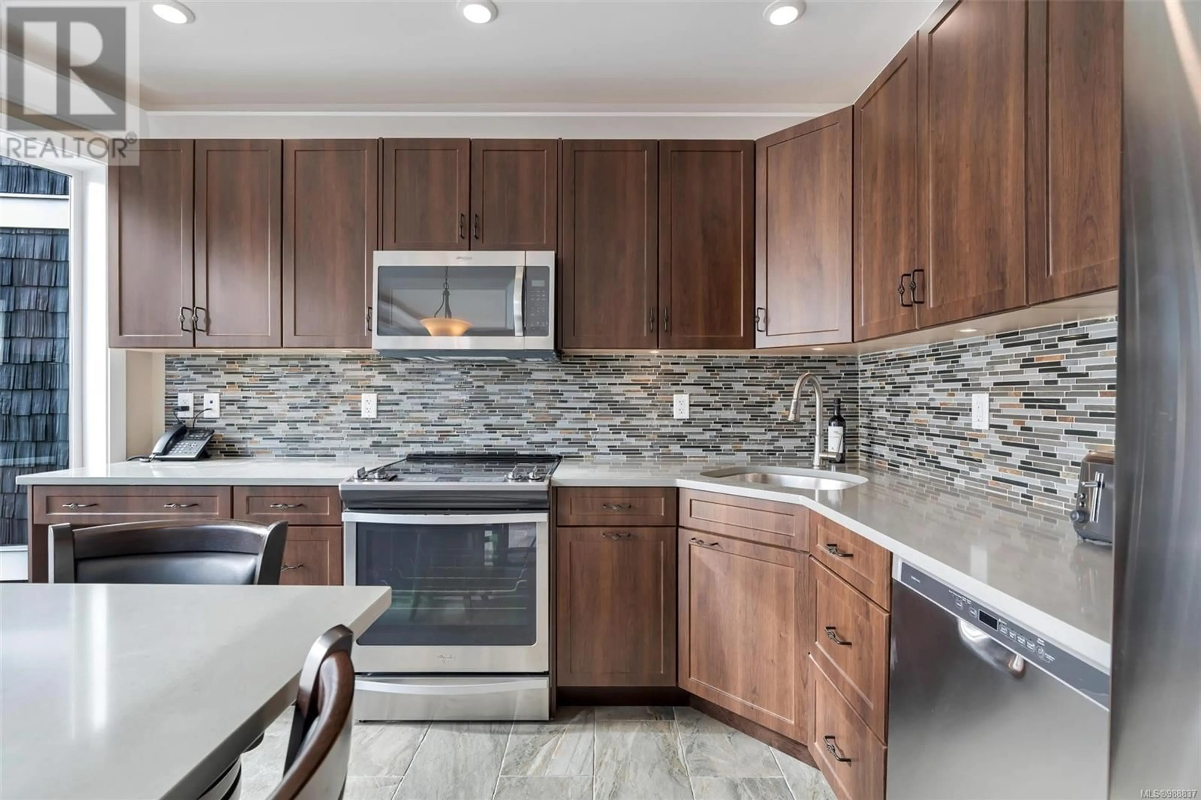 Contemporary kitchen, ceramic/tile floor for 51B 1000 Sookepoint Pl, Sooke British Columbia V9A7N1