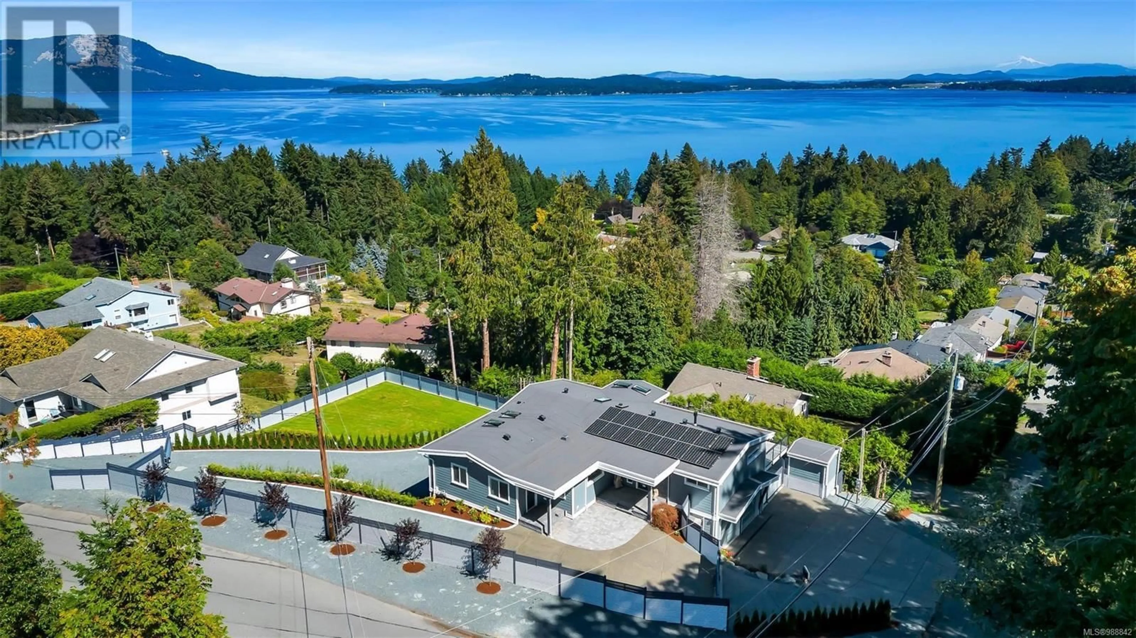 A pic from outside/outdoor area/front of a property/back of a property/a pic from drone, water/lake/river/ocean view for 667 NOOWICK ROAD, Mill Bay British Columbia V8H1G5