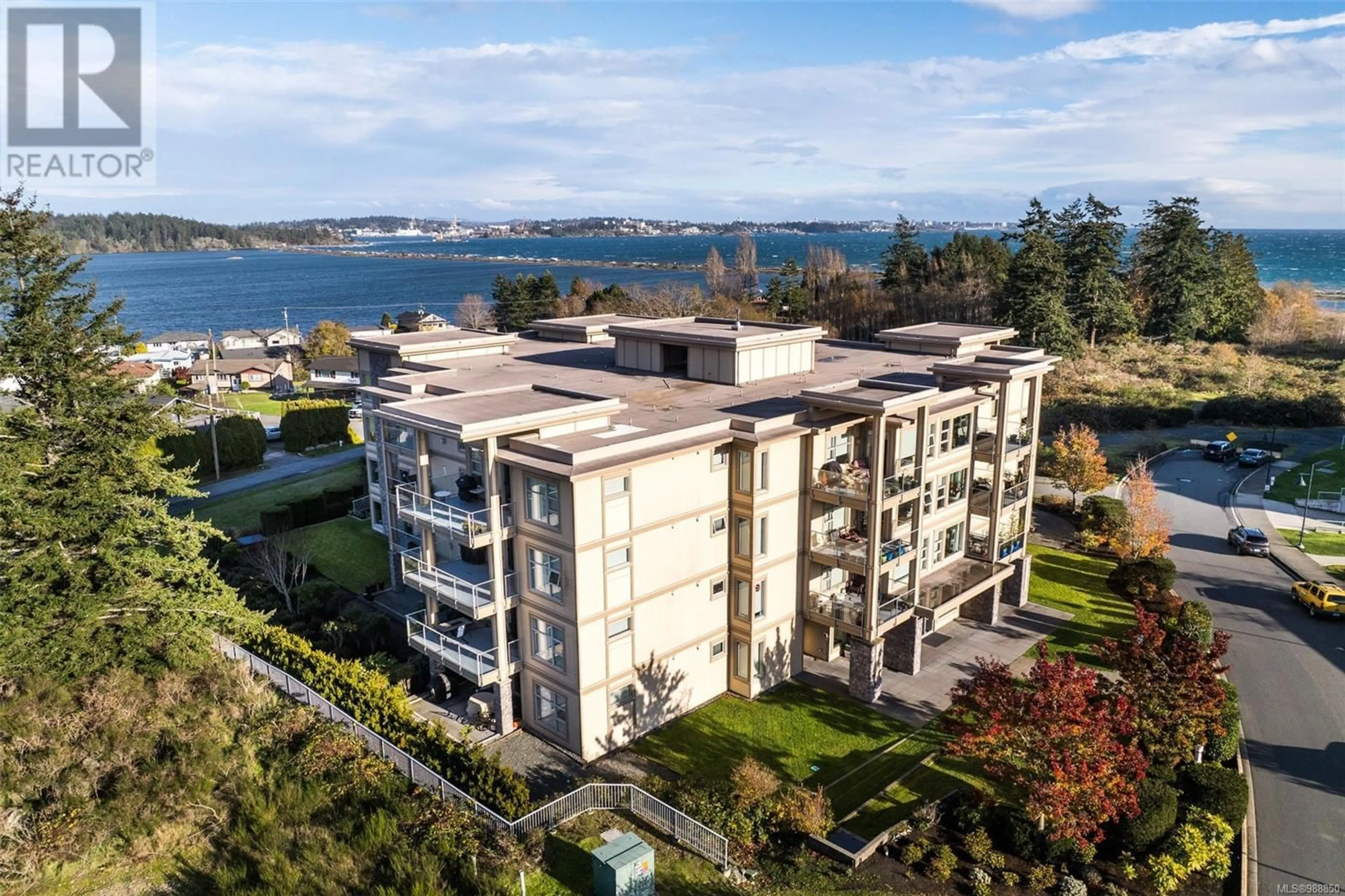 A pic from outside/outdoor area/front of a property/back of a property/a pic from drone, water/lake/river/ocean view for 306 - 3223 SELLECK WAY, Colwood British Columbia V9C0E7
