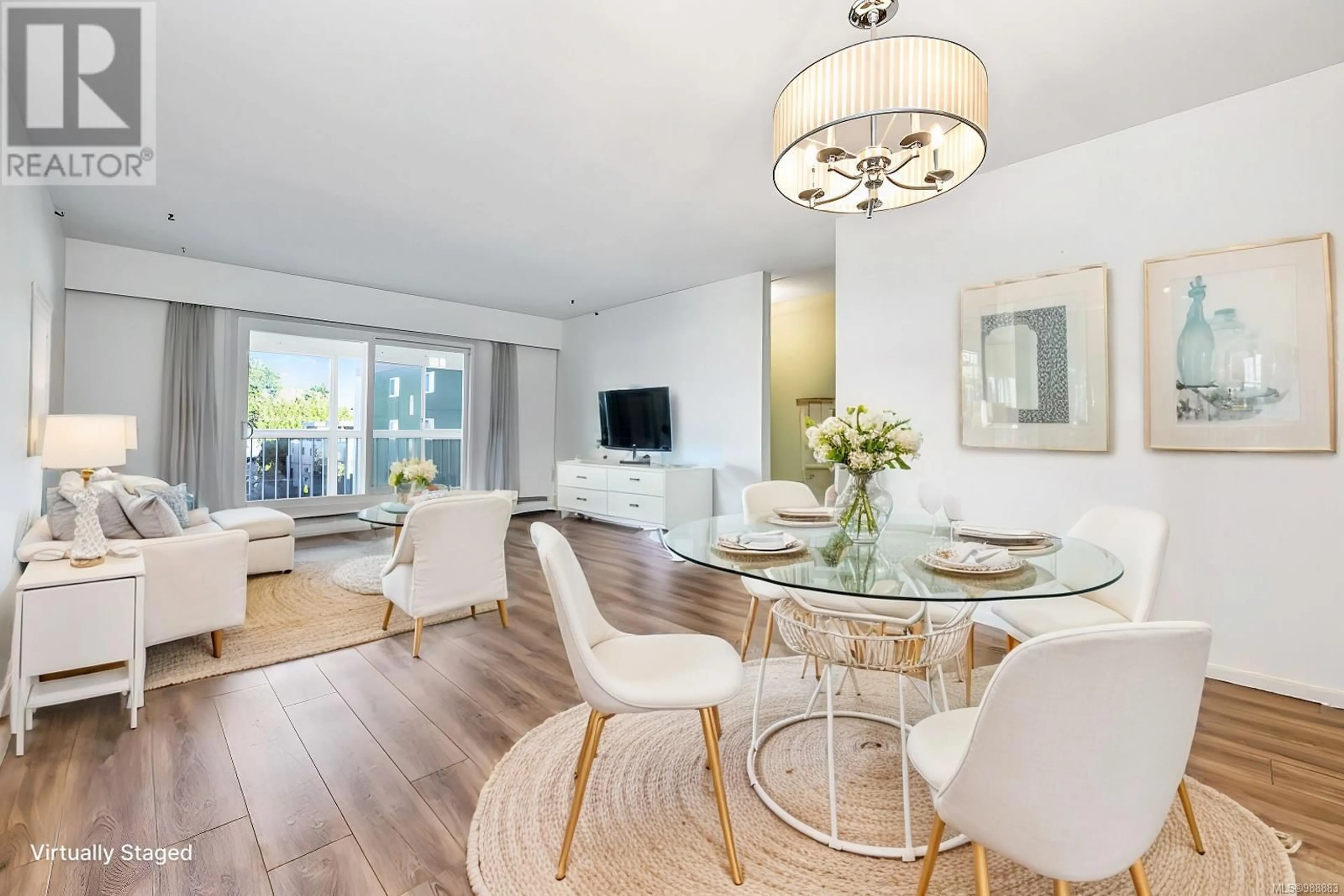 Dining room, wood/laminate floor for 401 1188 Yates St, Victoria British Columbia V8V3M8