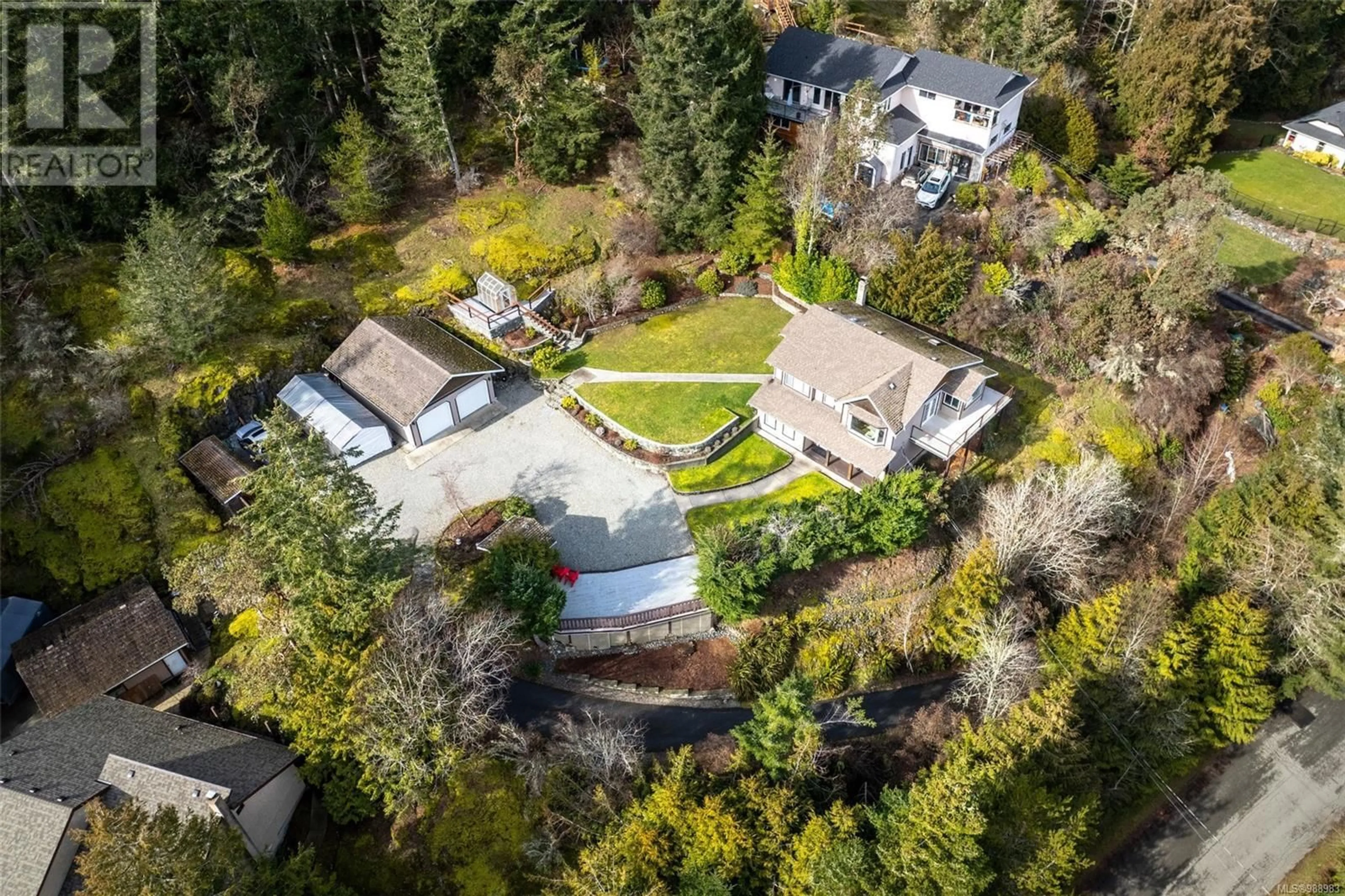 A pic from outside/outdoor area/front of a property/back of a property/a pic from drone, unknown for 2340 Henlyn Dr, Sooke British Columbia V9Z0N4