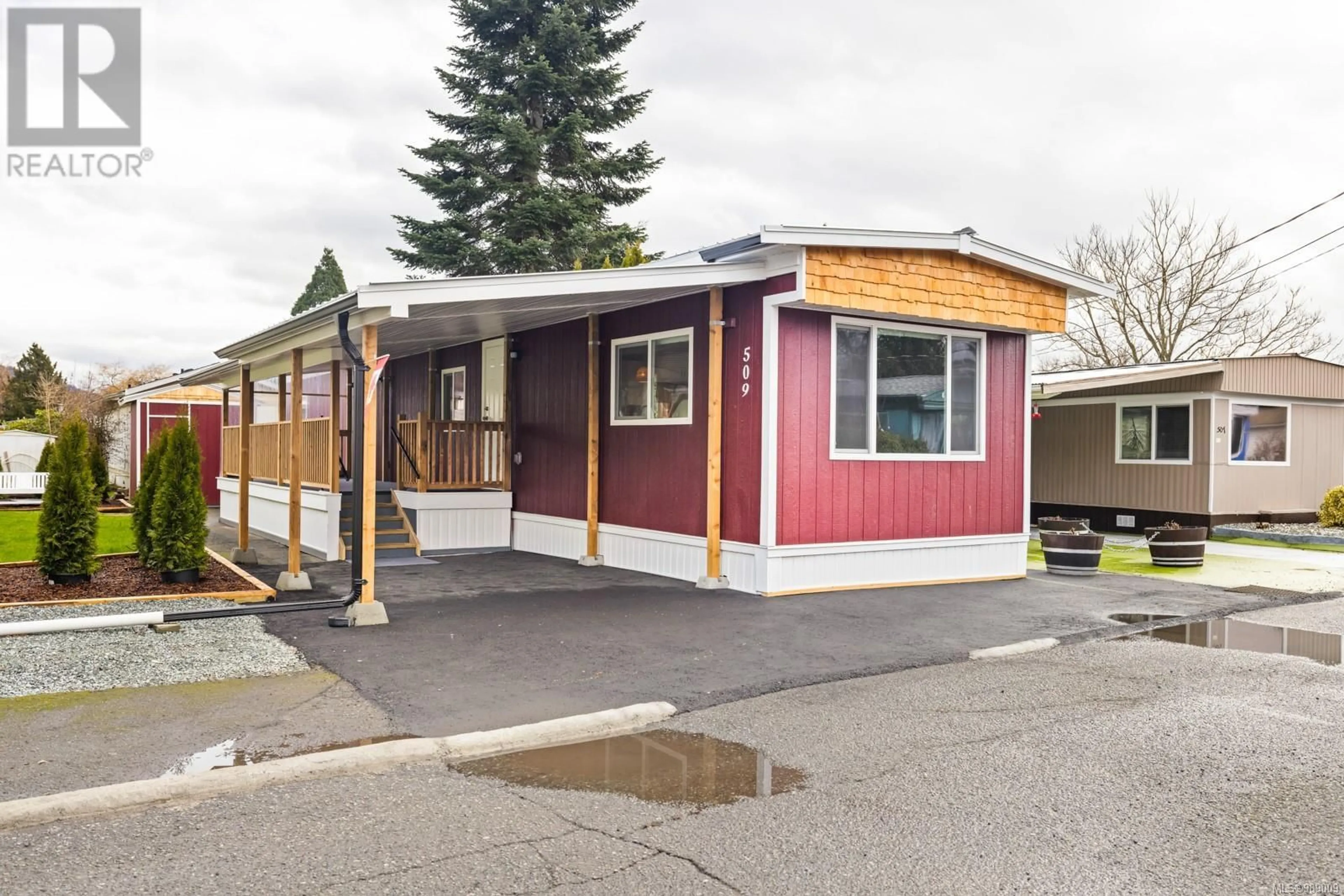 Home with vinyl exterior material, street for 509 2885 BOYS Rd, Duncan British Columbia V9L4Y9