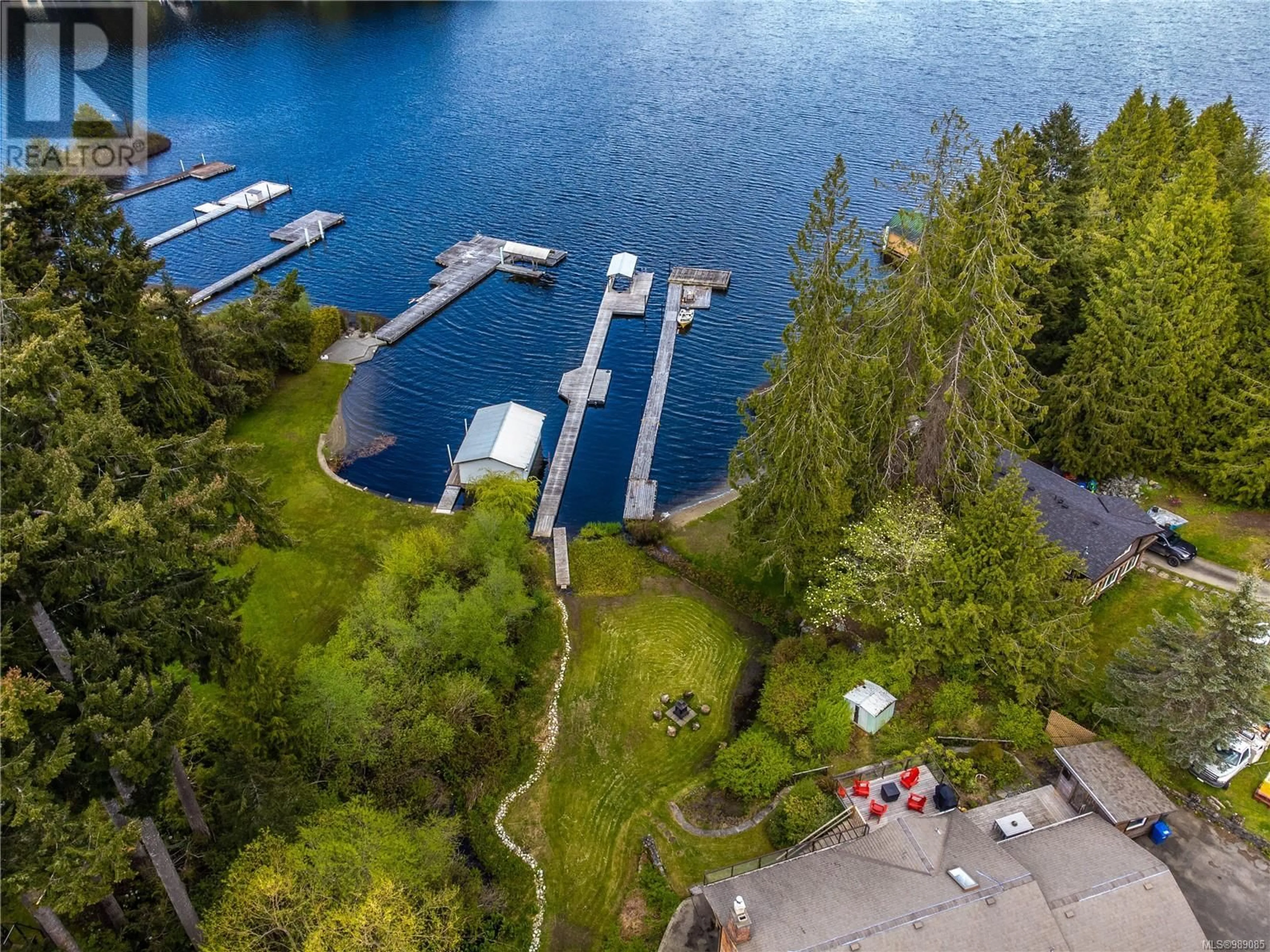 A pic from outside/outdoor area/front of a property/back of a property/a pic from drone, water/lake/river/ocean view for 2585 Wyldewood Ave, Shawnigan Lake British Columbia V0R2W3