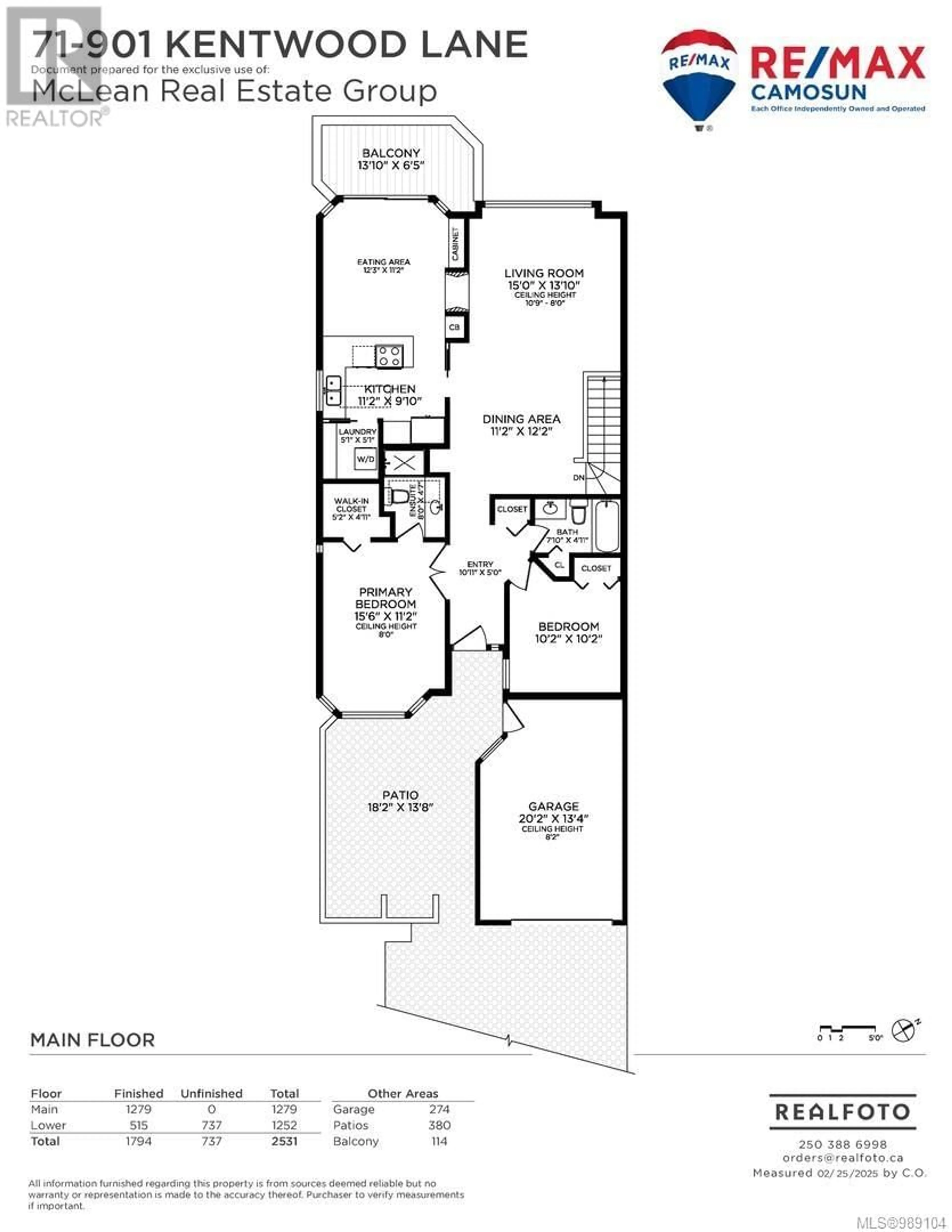 Floor plan for 71 901 Kentwood Lane, Saanich British Columbia V8Y2Y7