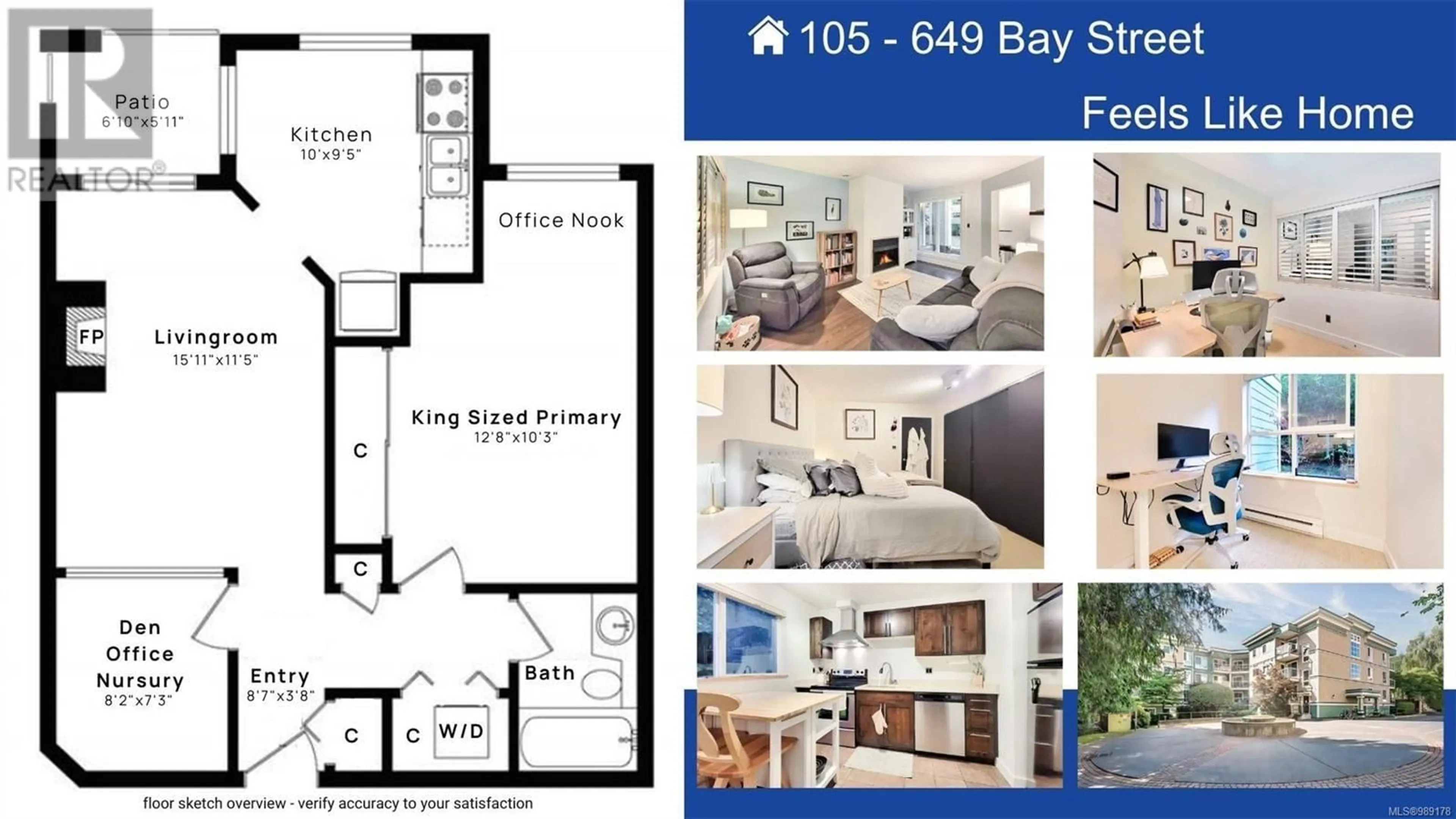 Floor plan for 105 649 Bay St, Victoria British Columbia V8T5H8