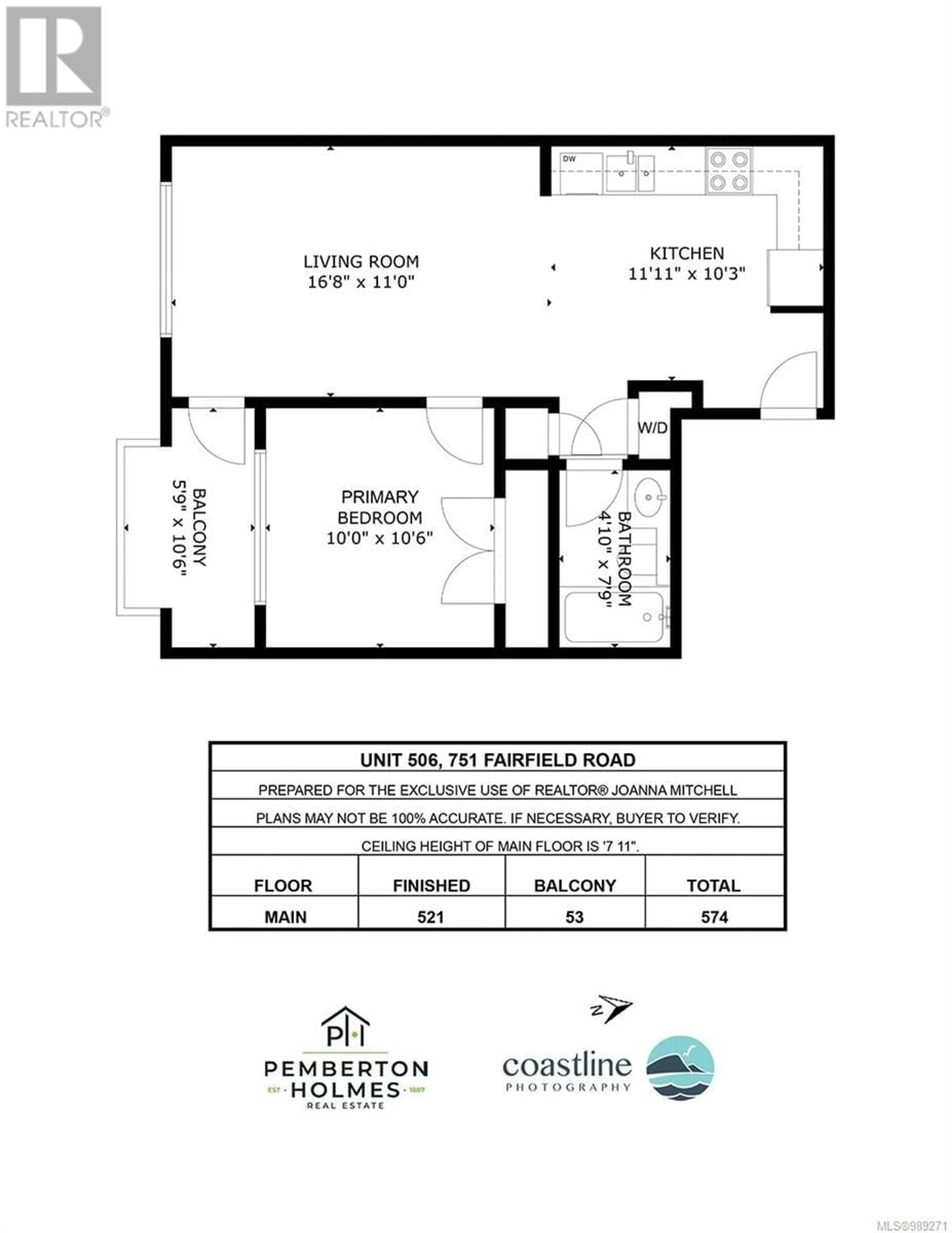 Floor plan for 506 751 Fairfield Rd, Victoria British Columbia V8W4A4