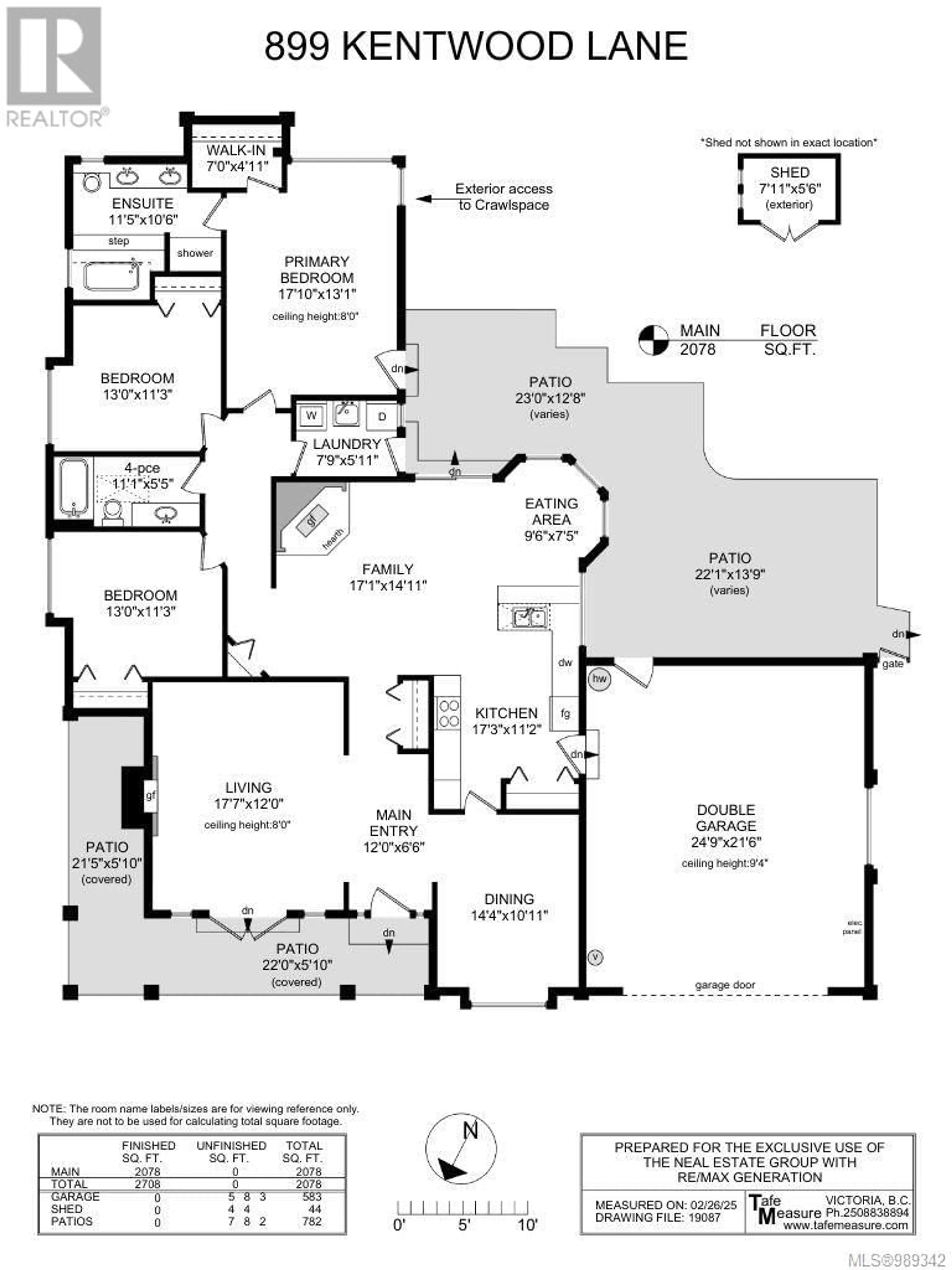 Floor plan for 899 Kentwood Lane, Saanich British Columbia V8Y3C6