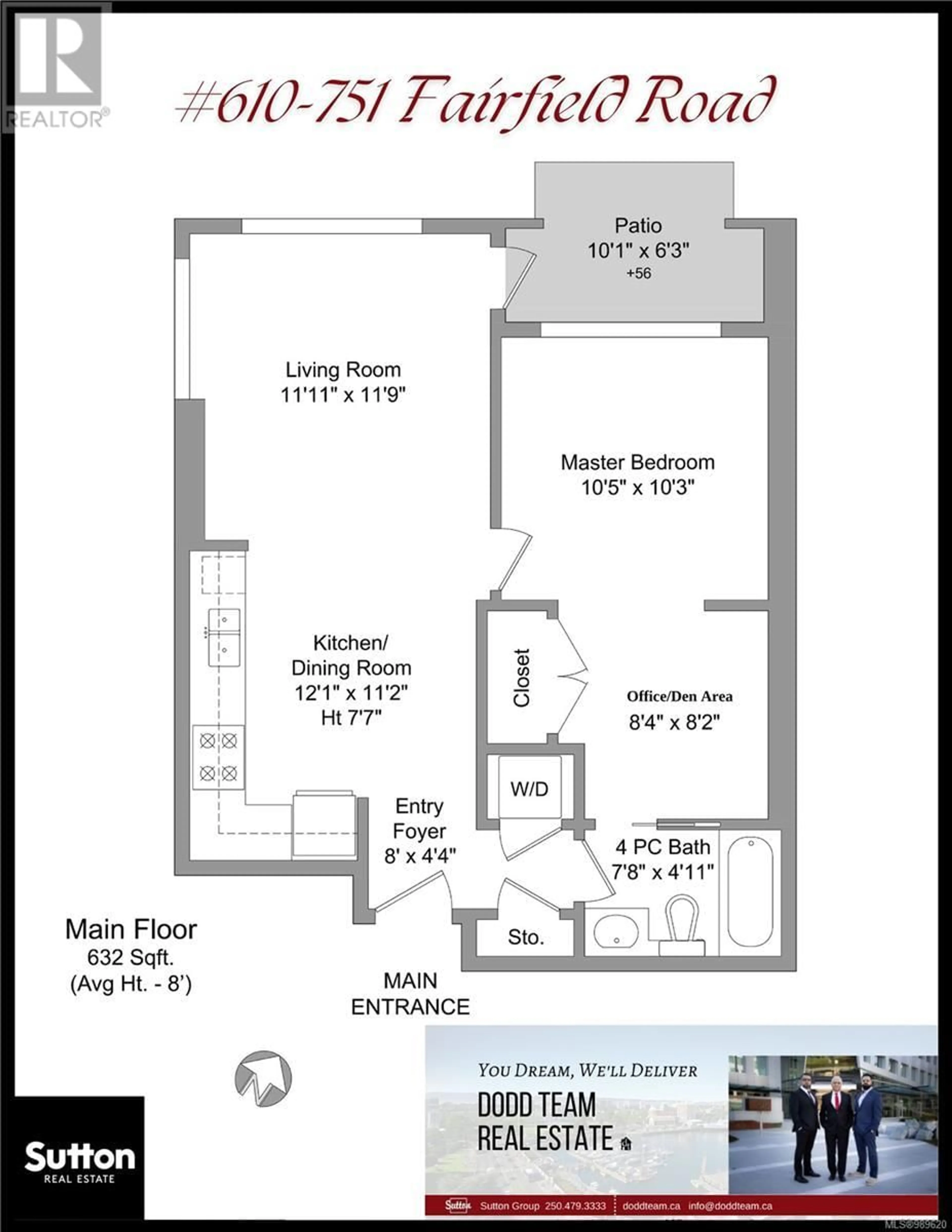 Floor plan for 610 751 Fairfield Rd, Victoria British Columbia V8W4A4