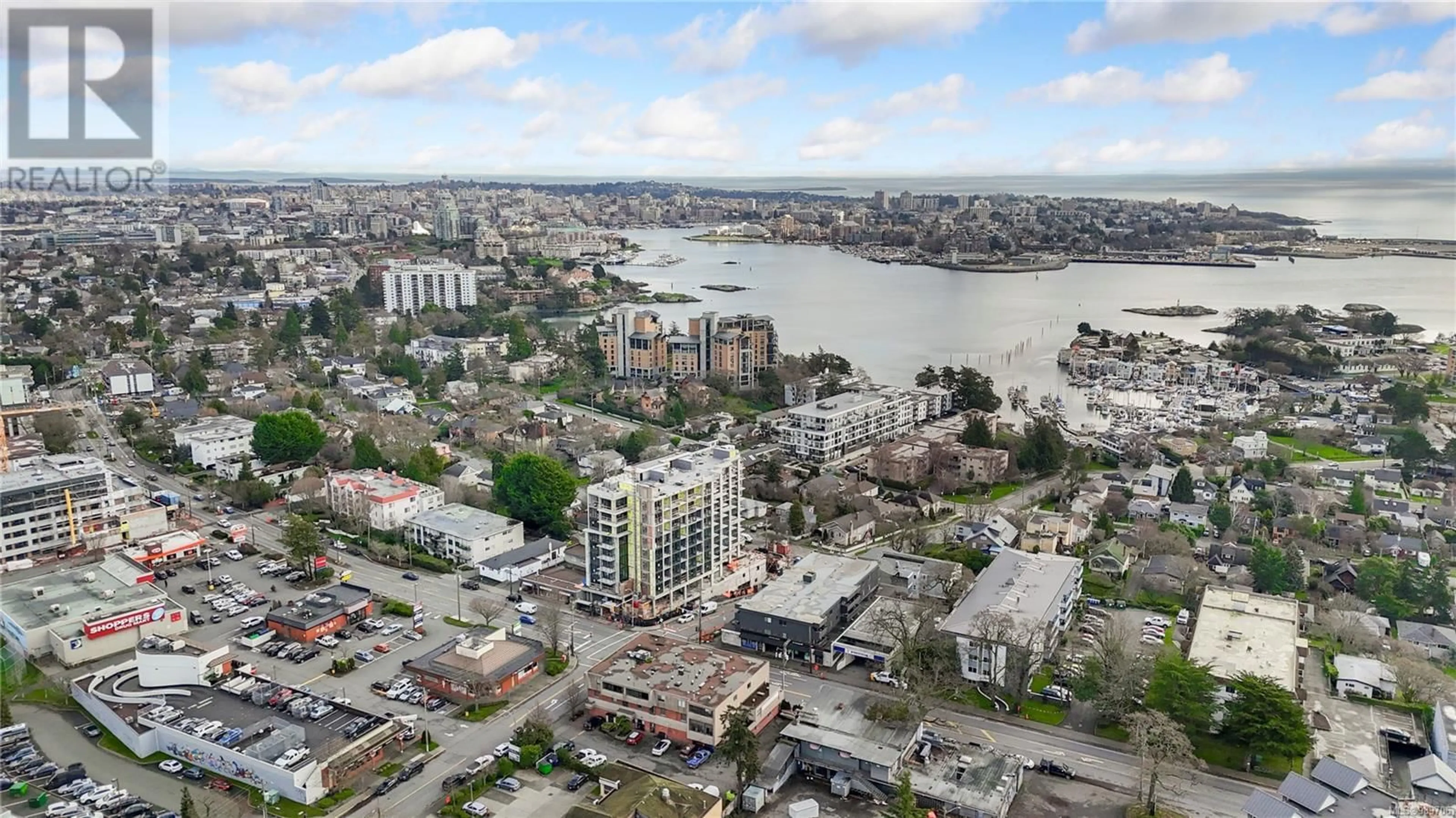 A pic from outside/outdoor area/front of a property/back of a property/a pic from drone, water/lake/river/ocean view for 2 - 910 OLD ESQUIMALT ROAD, Esquimalt British Columbia V9A4X3