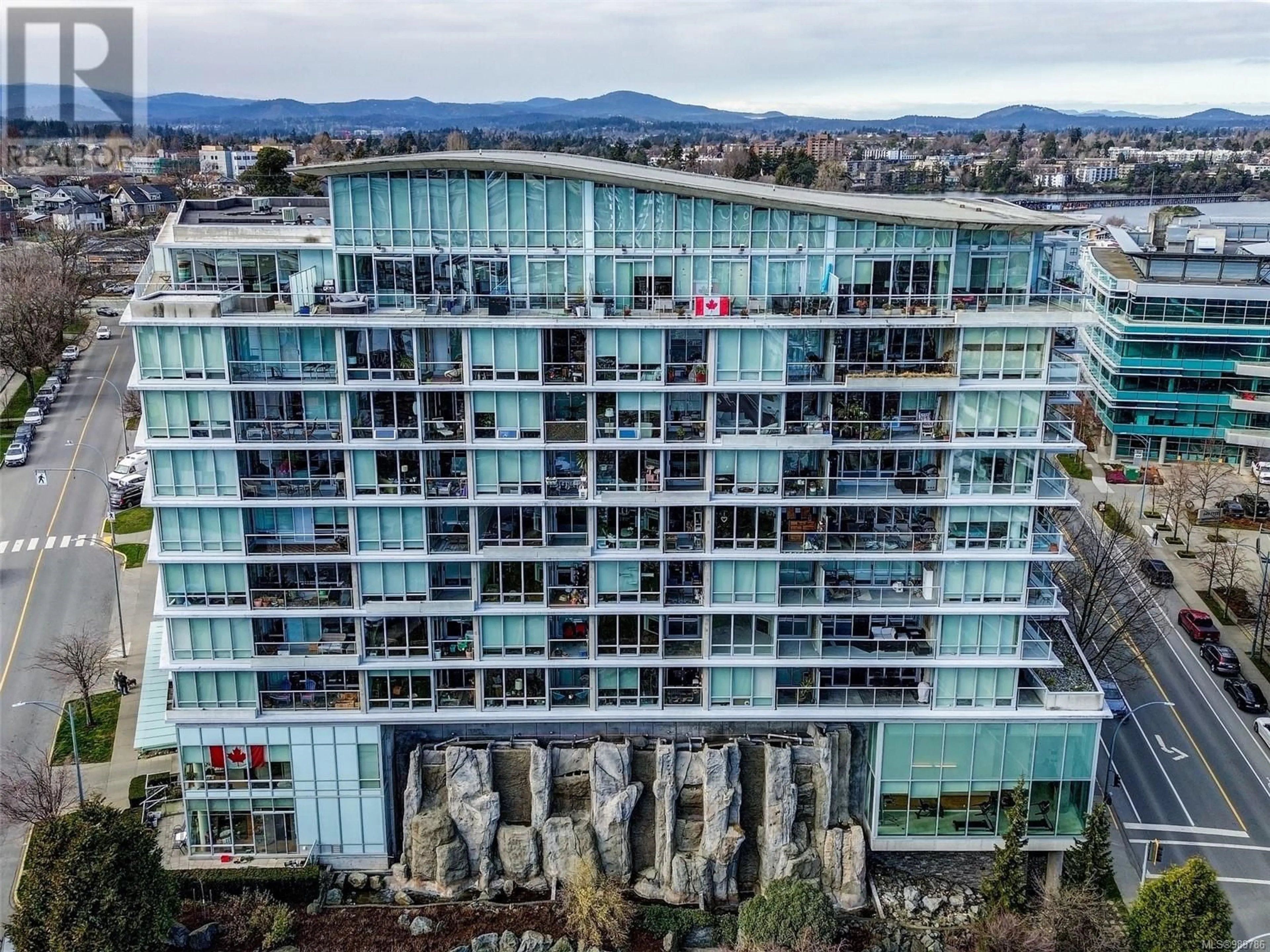 A pic from outside/outdoor area/front of a property/back of a property/a pic from drone, city buildings view from balcony for 714 160 Wilson St, Victoria British Columbia V9A7P9