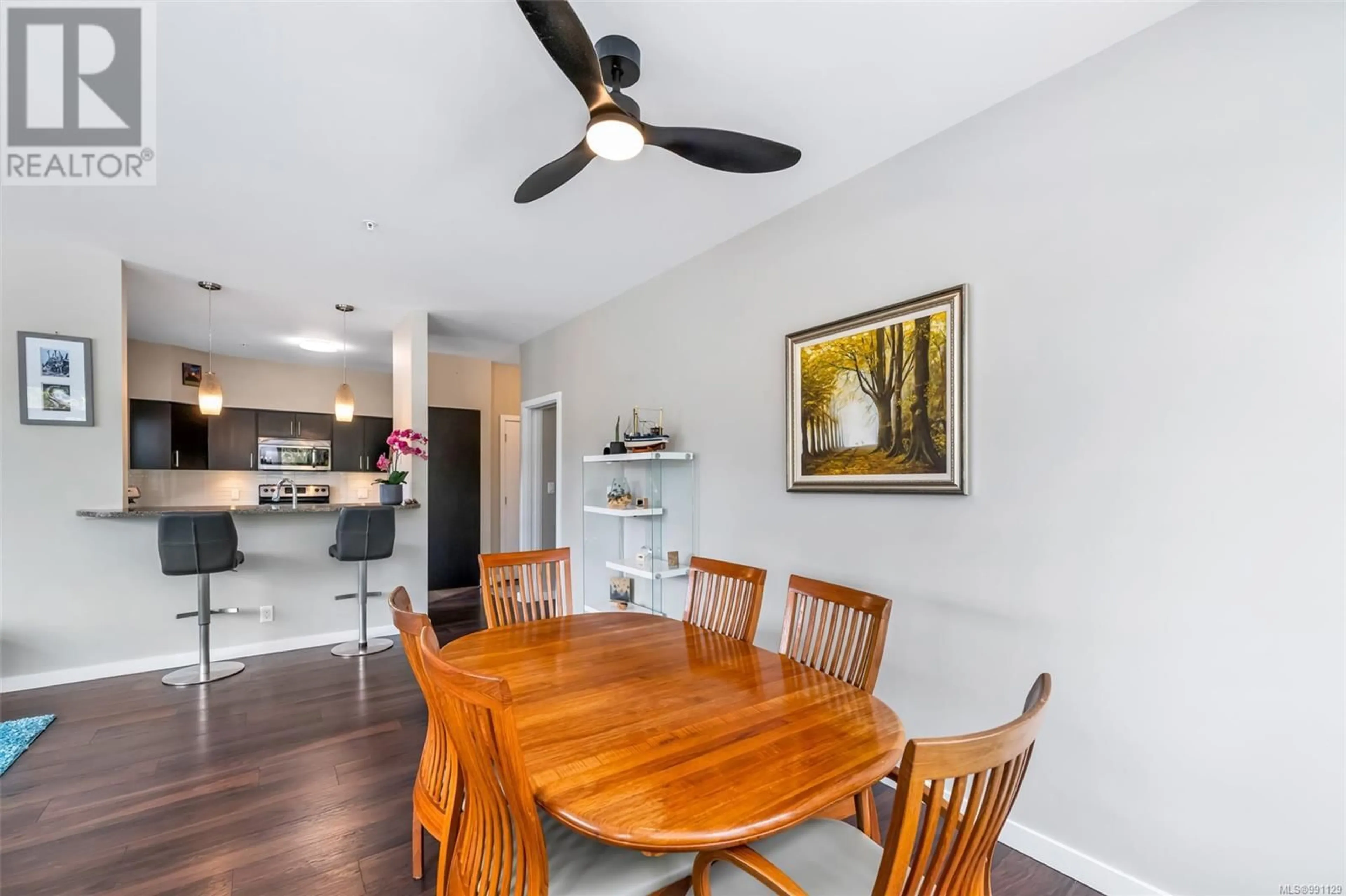 Dining room, wood/laminate floor for 300 591 Latoria Rd, Colwood British Columbia V9C2Z9