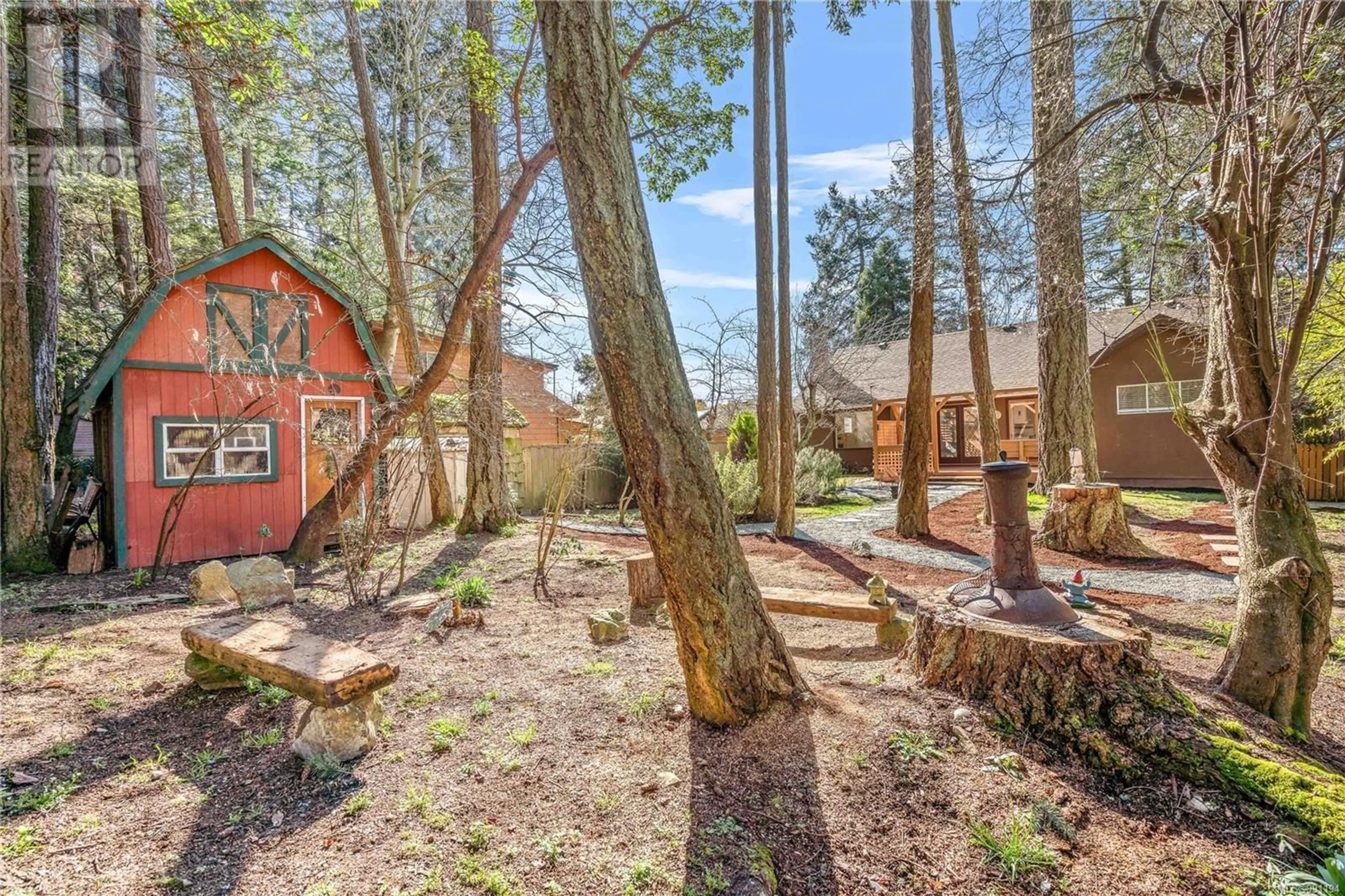 Patio, forest/trees view for 4815 Cordova Bay Rd, Saanich British Columbia V8Y2J8