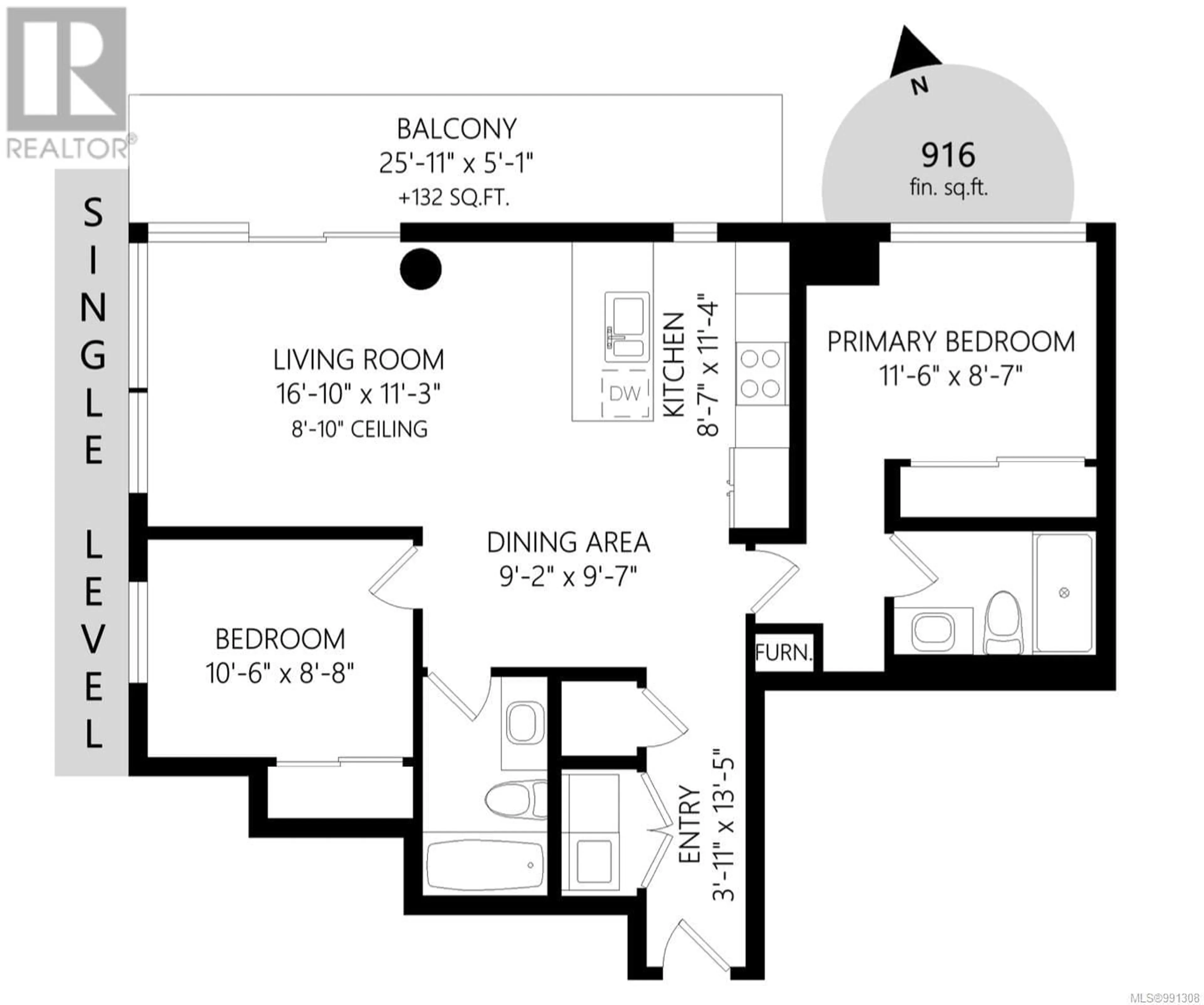 Floor plan for 1702 848 Yates St, Victoria British Columbia V8W0G2