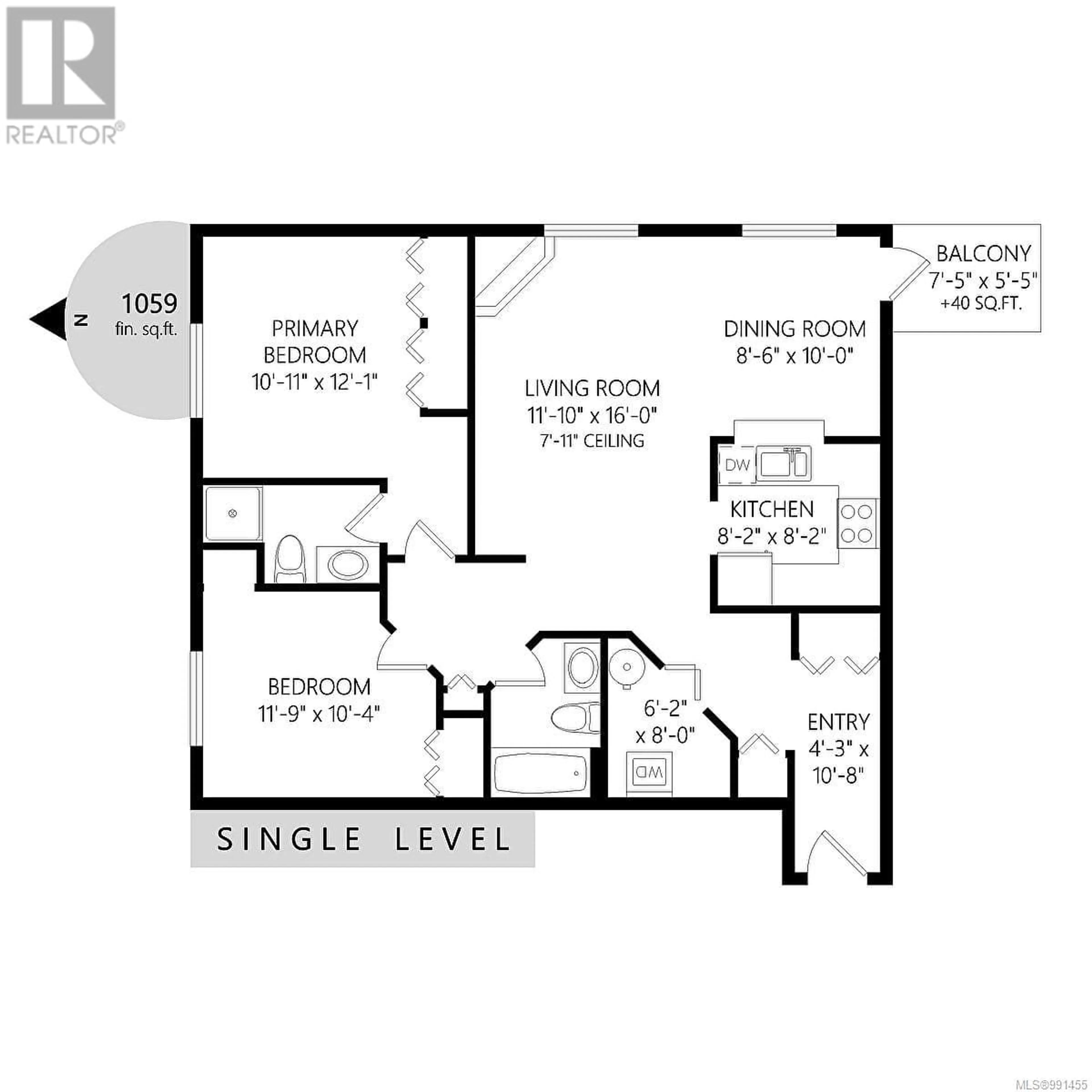Floor plan for 204 - 832 FISGARD STREET, Victoria British Columbia V8W1S1