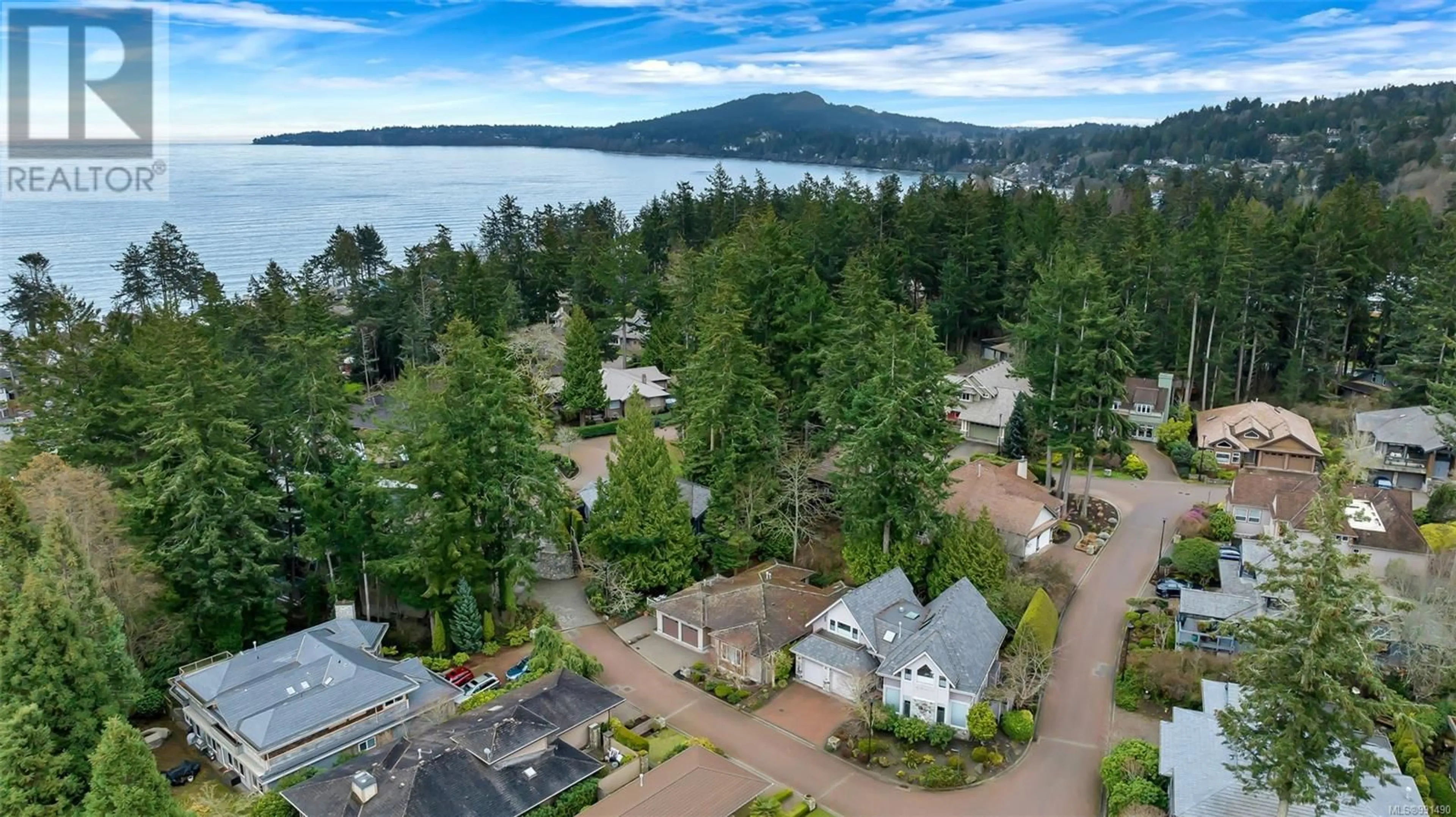 A pic from outside/outdoor area/front of a property/back of a property/a pic from drone, water/lake/river/ocean view for 919 WALKING STICK LANE, Saanich British Columbia V8Y3H6