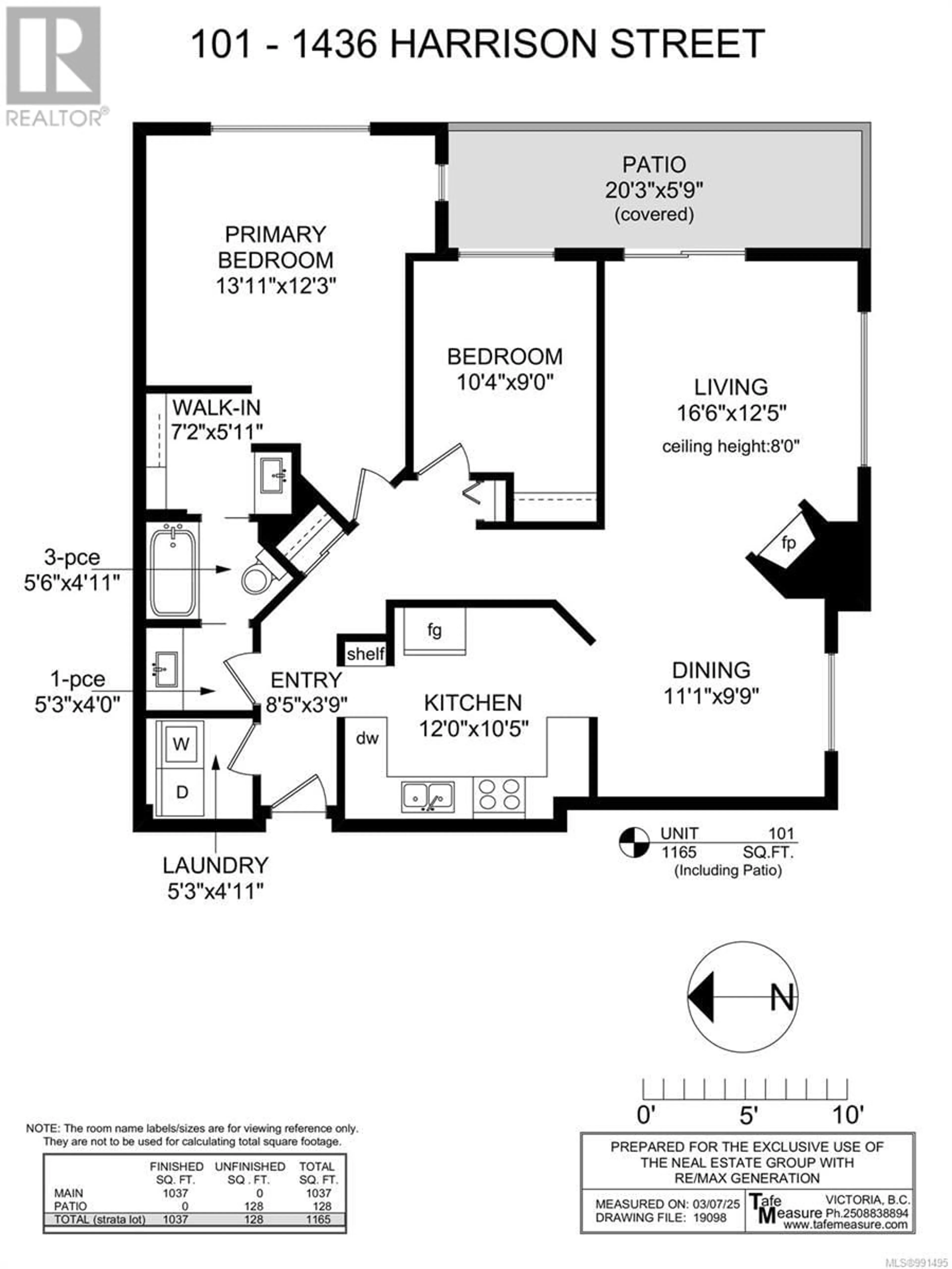 Floor plan for 101 1436 Harrison St, Victoria British Columbia V8S3S2