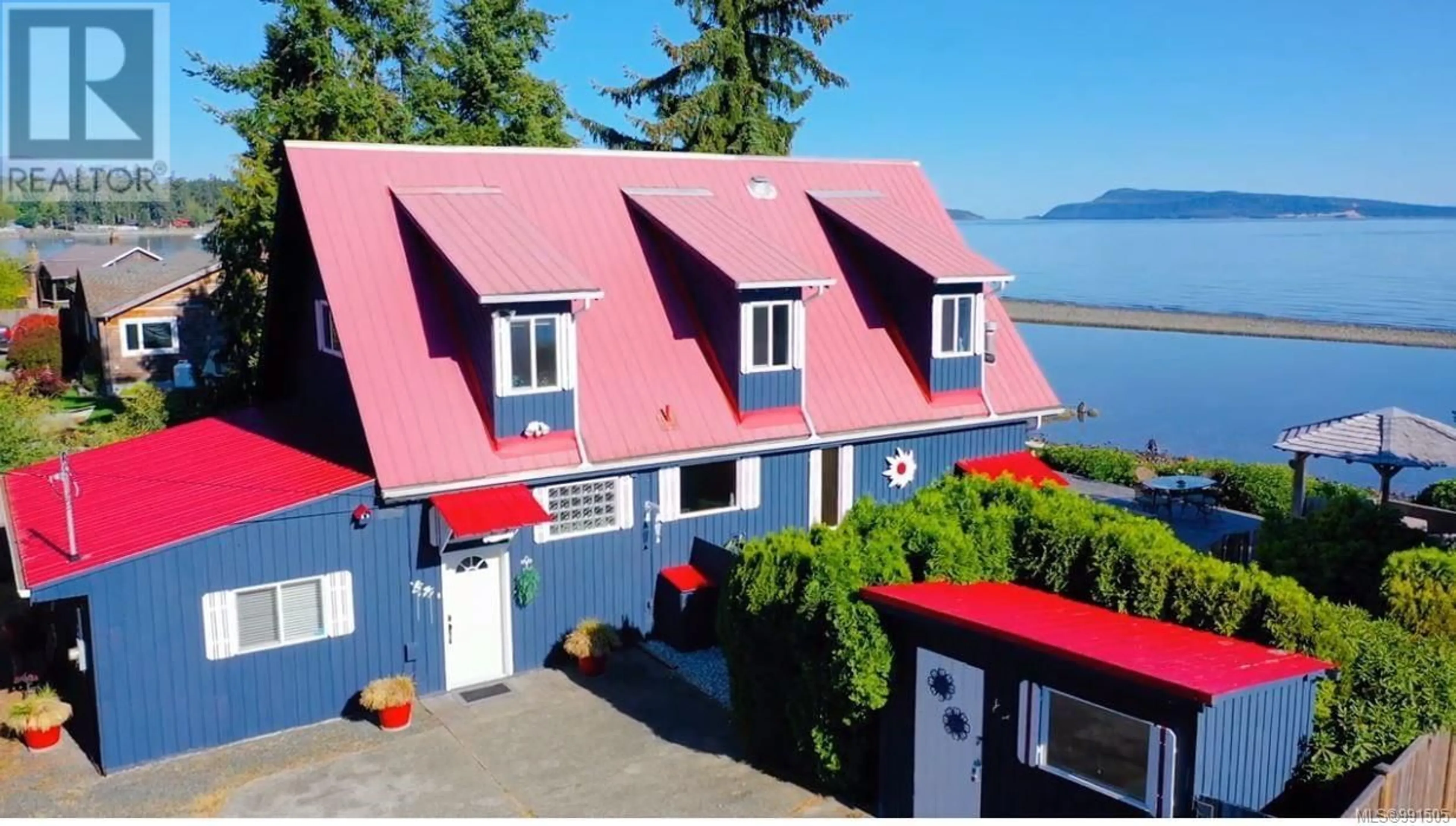 A pic from outside/outdoor area/front of a property/back of a property/a pic from drone, water/lake/river/ocean view for 5945 ISLAND HIGHWAY WEST, Qualicum Beach British Columbia V9K2C9