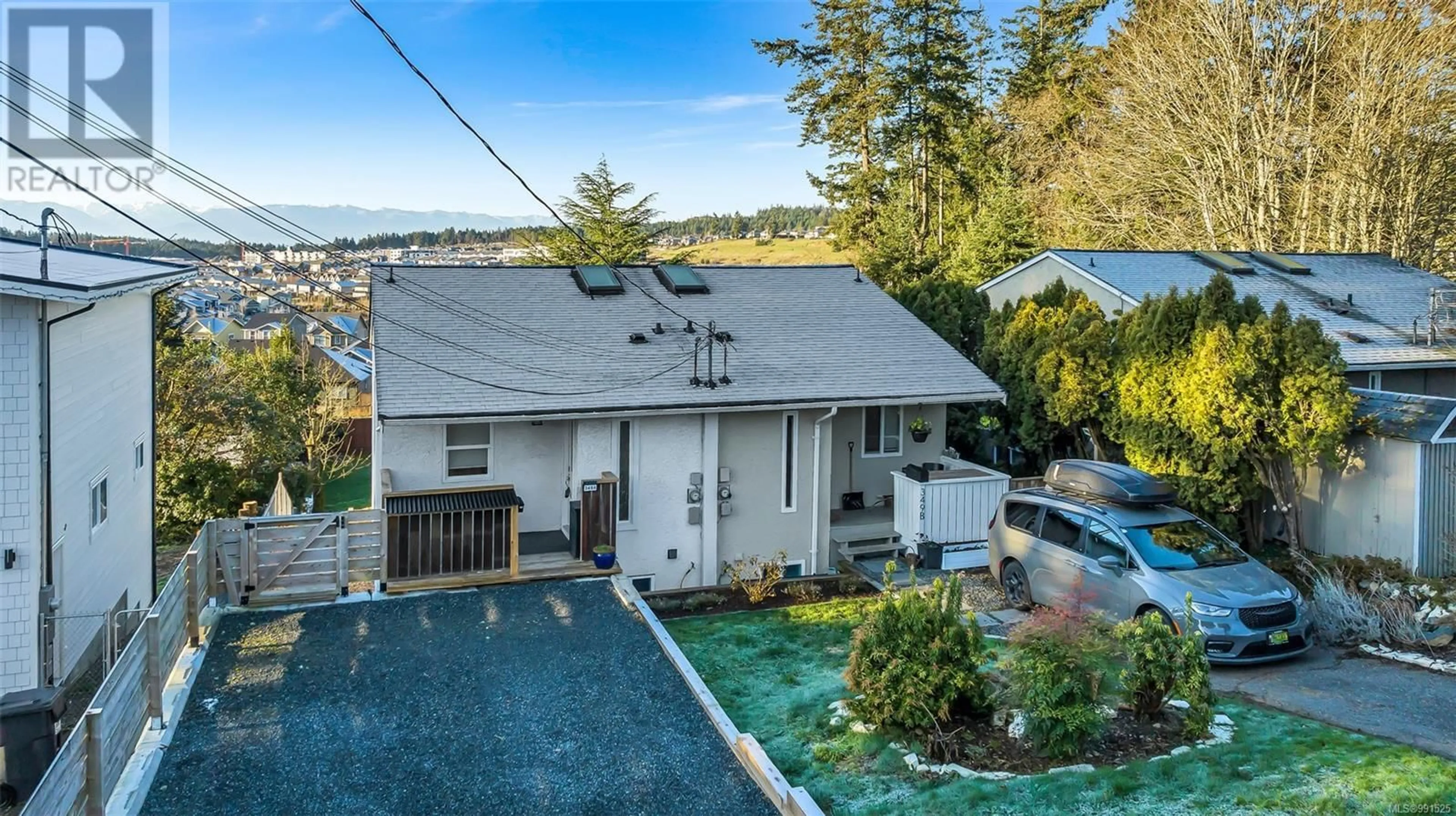 A pic from outside/outdoor area/front of a property/back of a property/a pic from drone, water/lake/river/ocean view for 349A Cotlow Rd, Colwood British Columbia V9C2E9