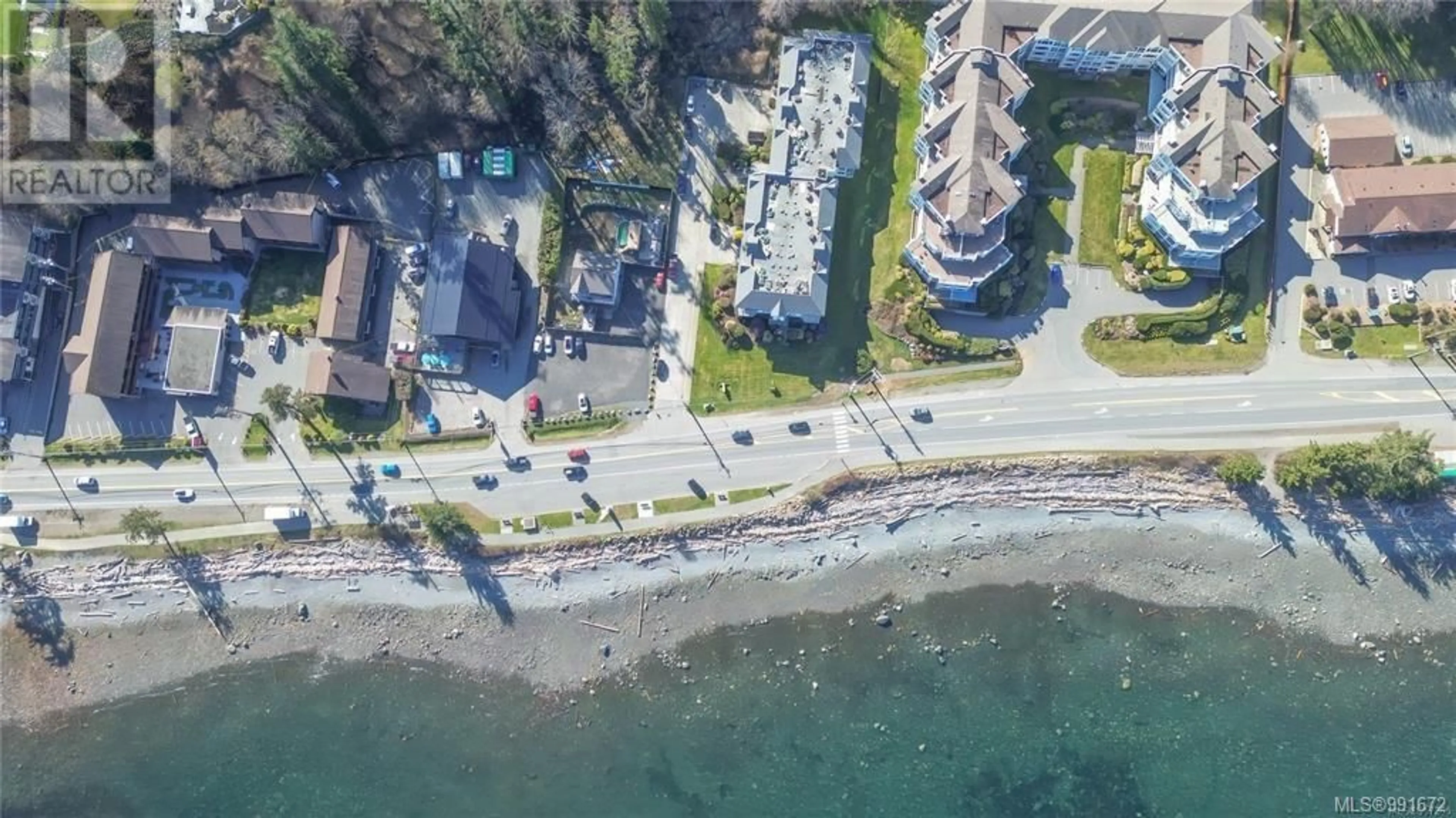 A pic from outside/outdoor area/front of a property/back of a property/a pic from drone, water/lake/river/ocean view for 224 390 Island Hwy S, Campbell River British Columbia V9W1A5