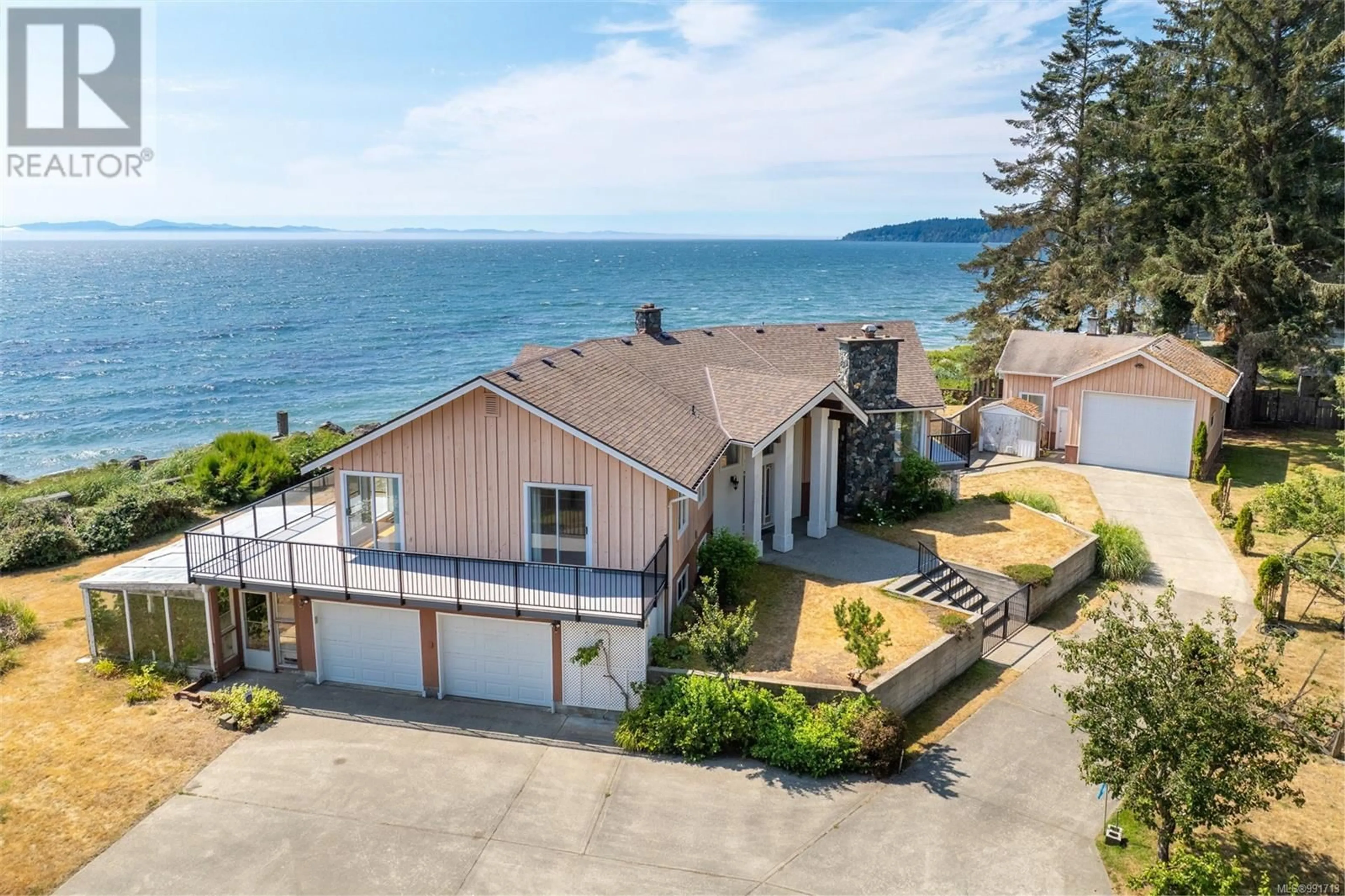 A pic from outside/outdoor area/front of a property/back of a property/a pic from drone, water/lake/river/ocean view for 8855 WEST COAST ROAD, Sooke British Columbia V9Z1E7