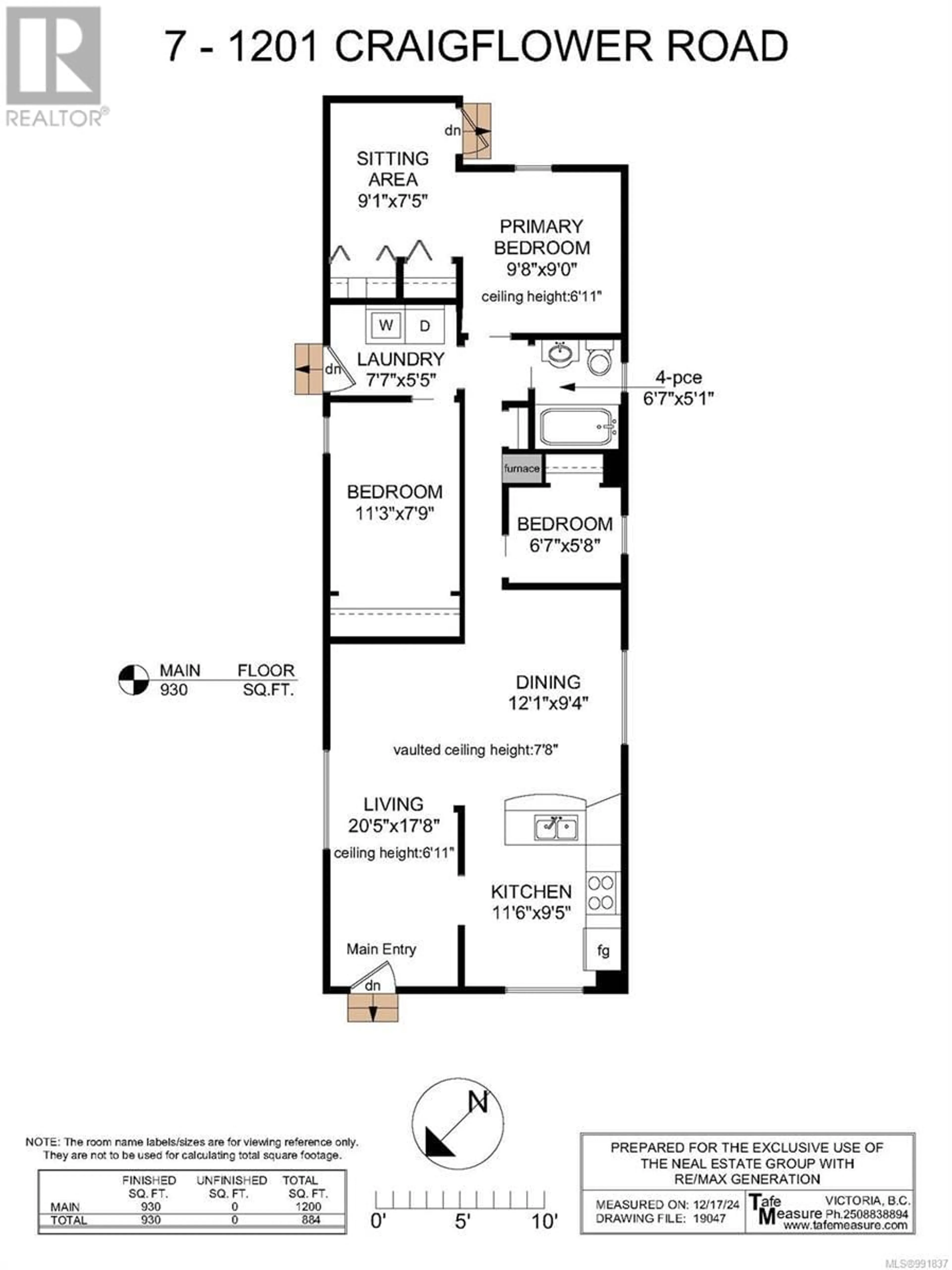 Floor plan for 7 - 1201 CRAIGFLOWER ROAD, View Royal British Columbia V9A2X9