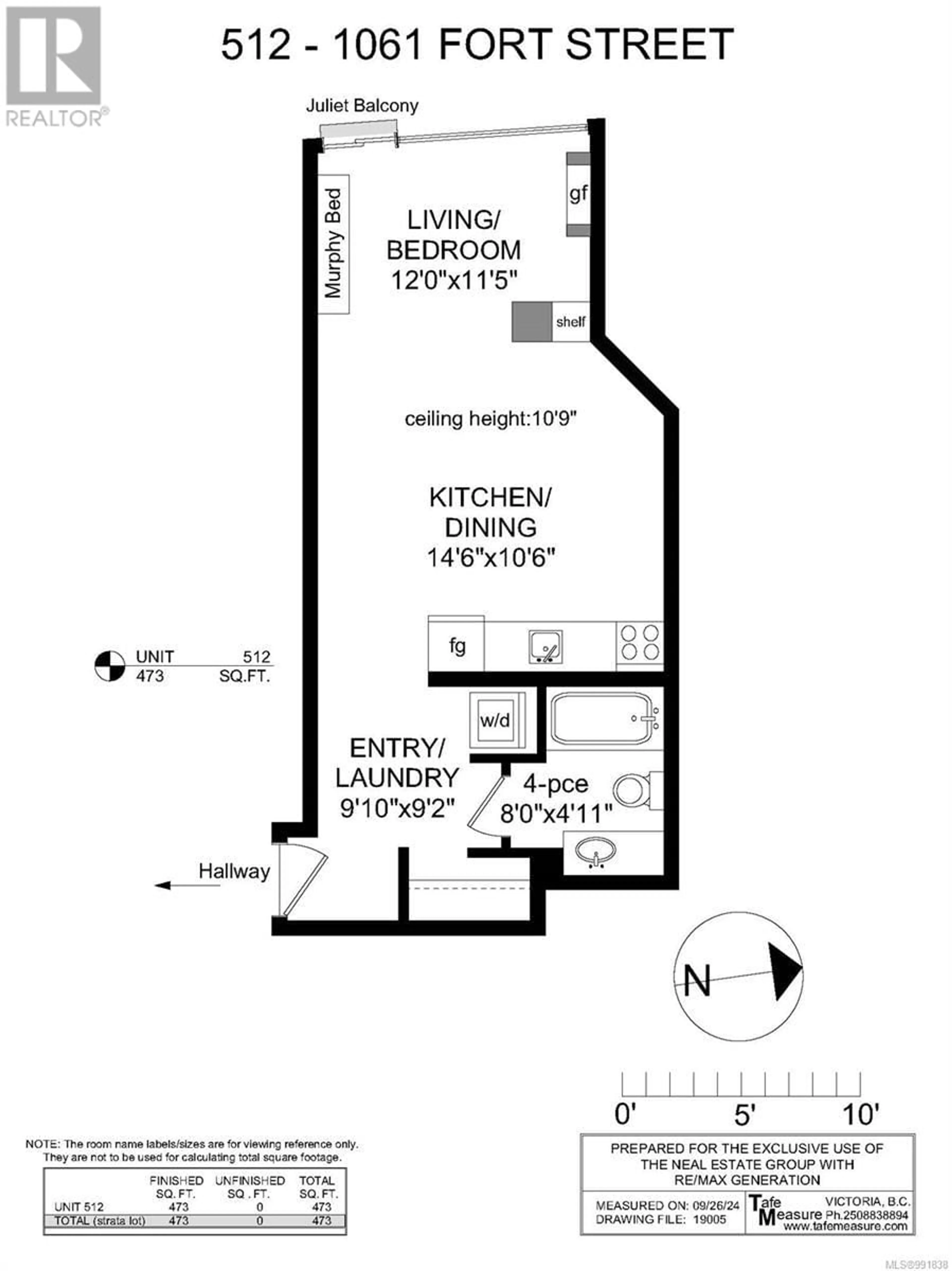 Floor plan for 512 - 1061 FORT STREET, Victoria British Columbia V8V3K9