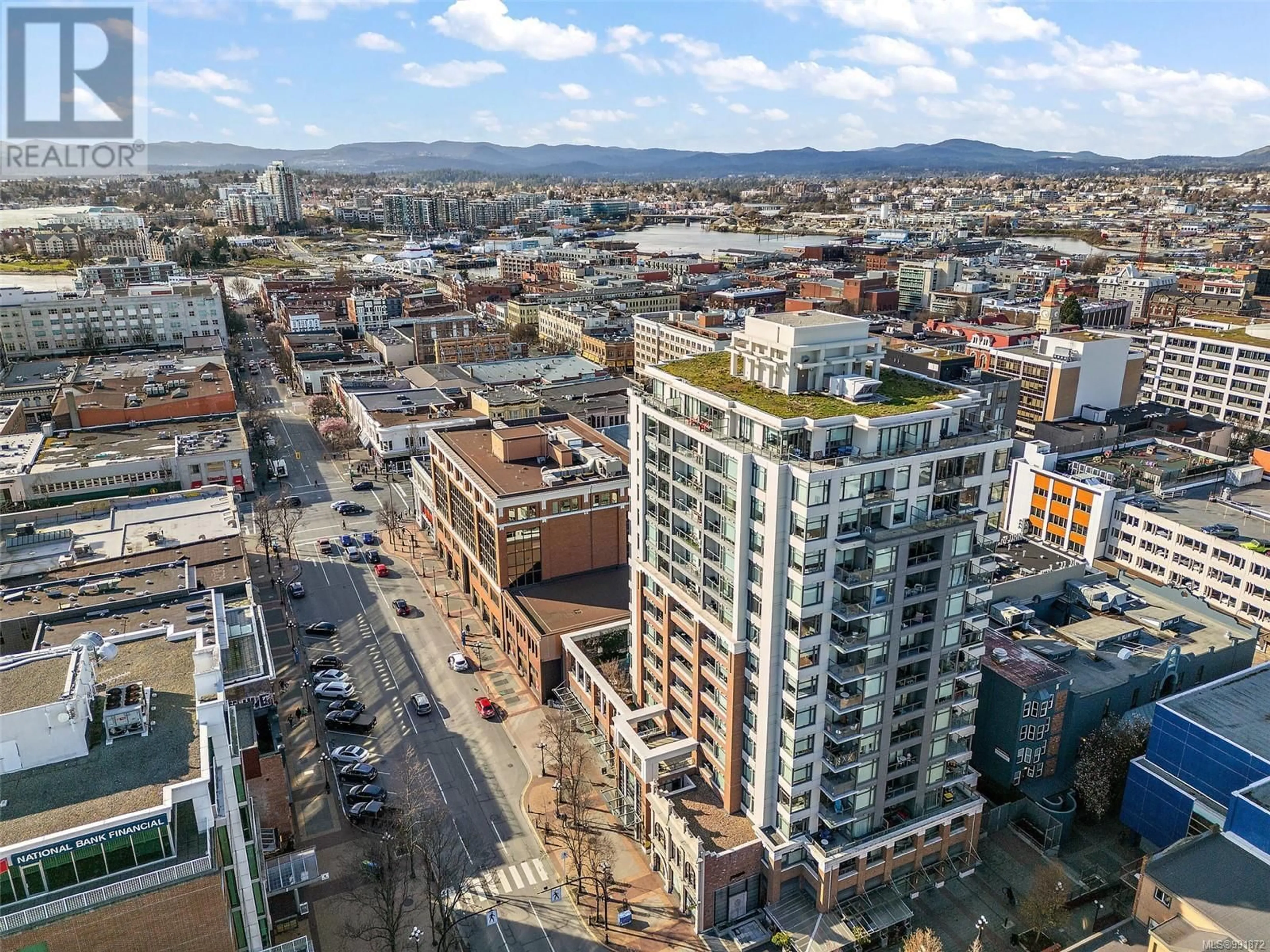 A pic from outside/outdoor area/front of a property/back of a property/a pic from drone, city buildings view from balcony for 610 728 Yates St, Victoria British Columbia V8W0C8