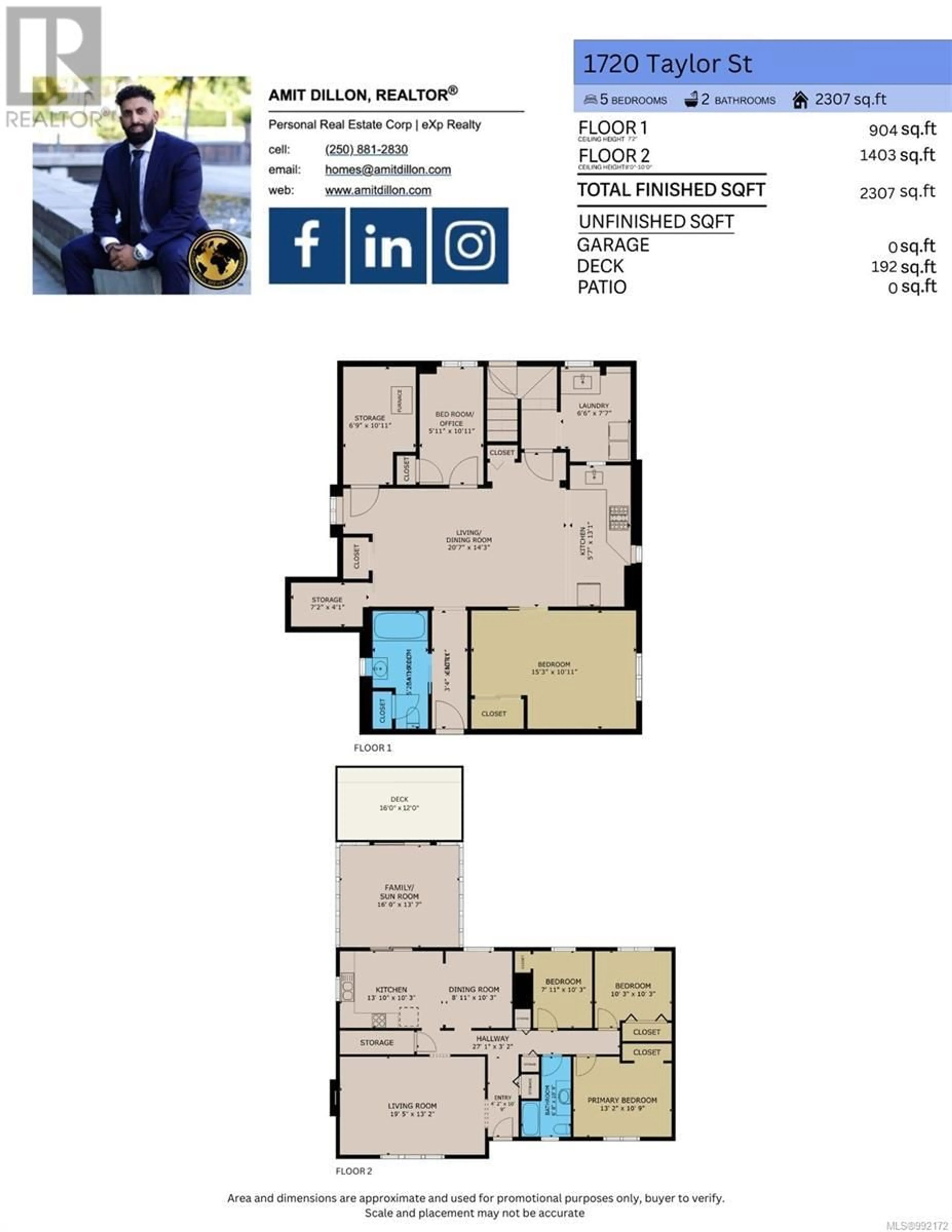 Floor plan for 1720 TAYLOR STREET, Saanich British Columbia V8R3E9