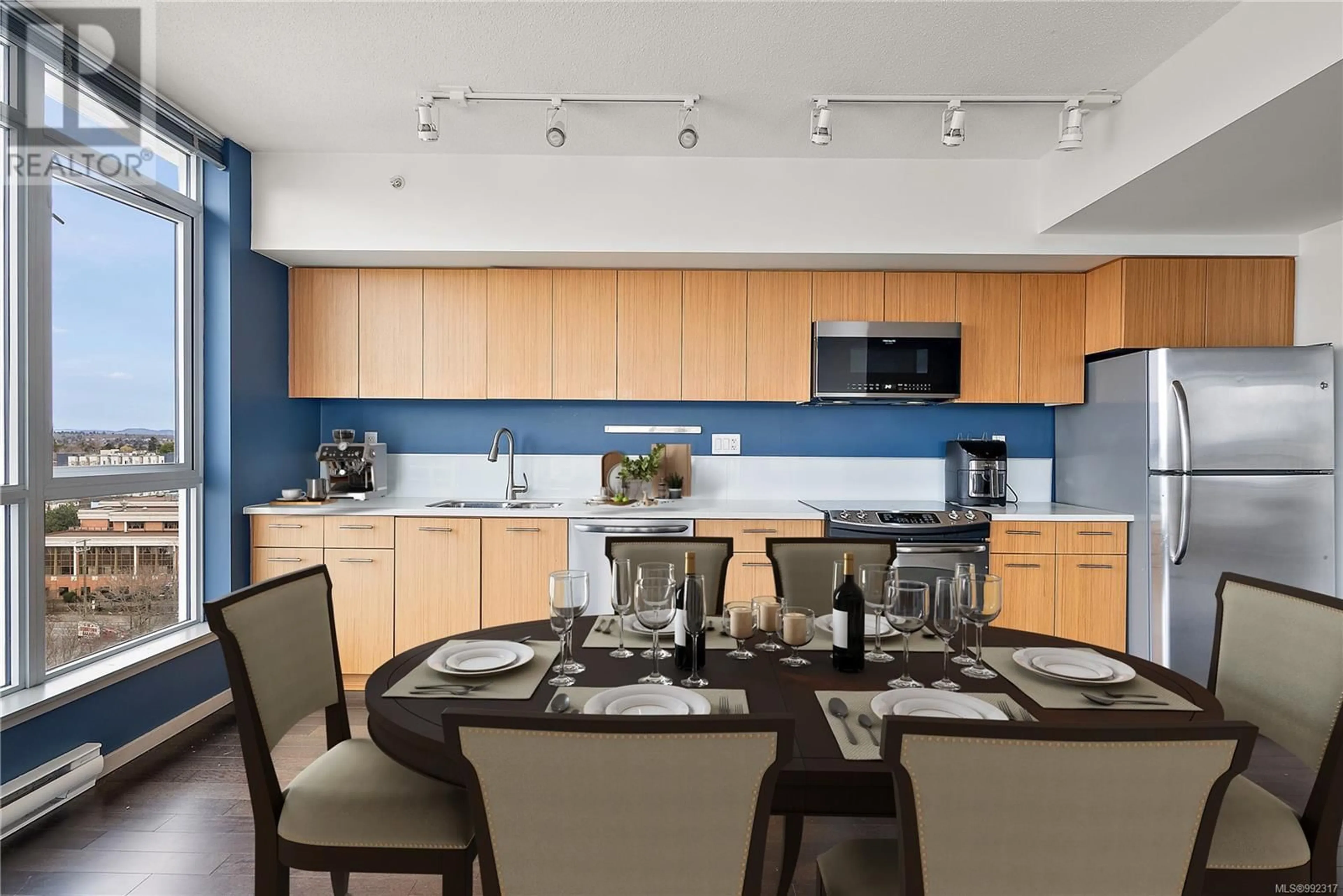 Open concept kitchen, ceramic/tile floor for 1206 - 834 JOHNSON STREET, Victoria British Columbia V8W1N3