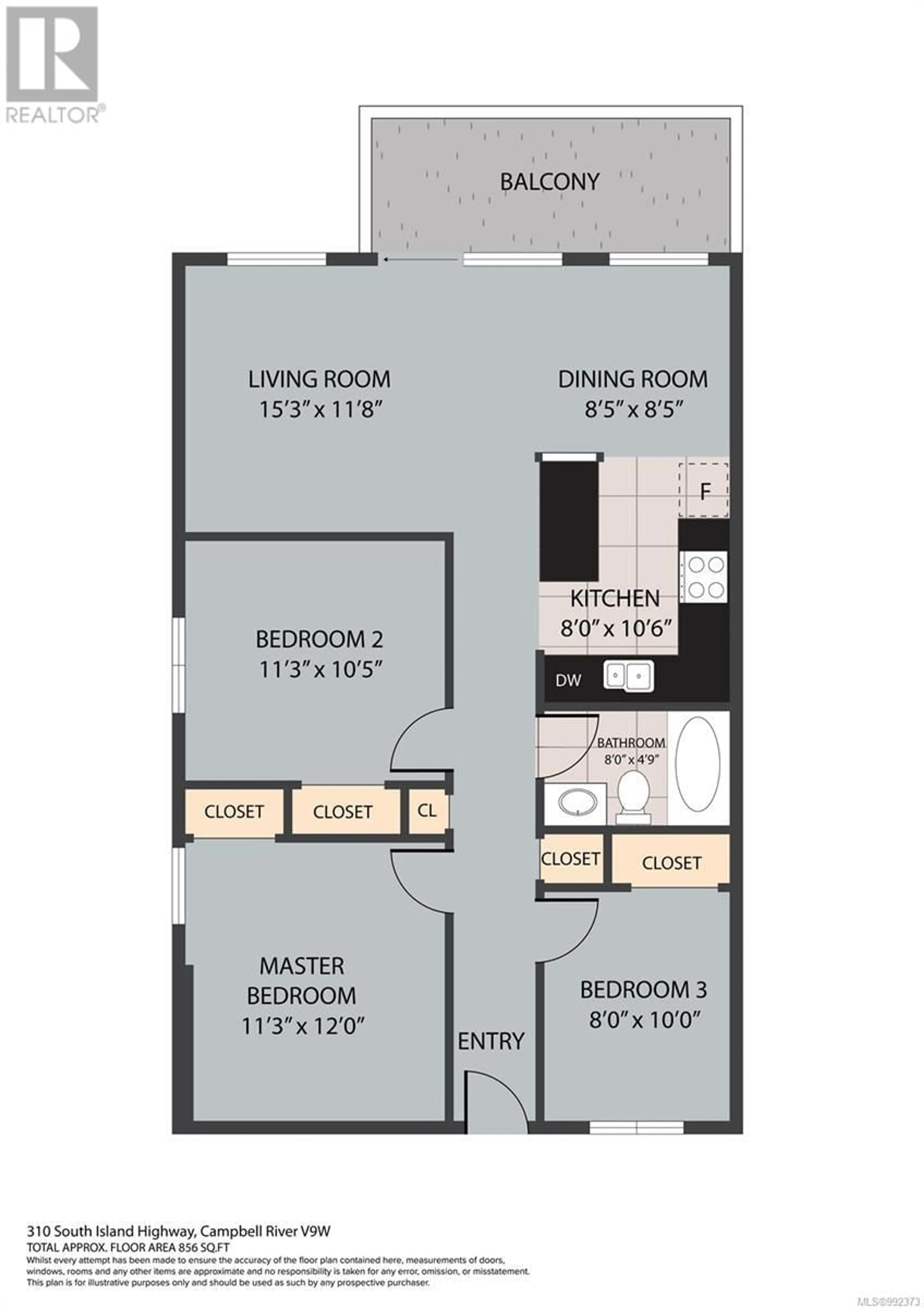 Floor plan for 310 - 622 ISLAND HIGHWAY SOUTH, Campbell River British Columbia V9W1A6