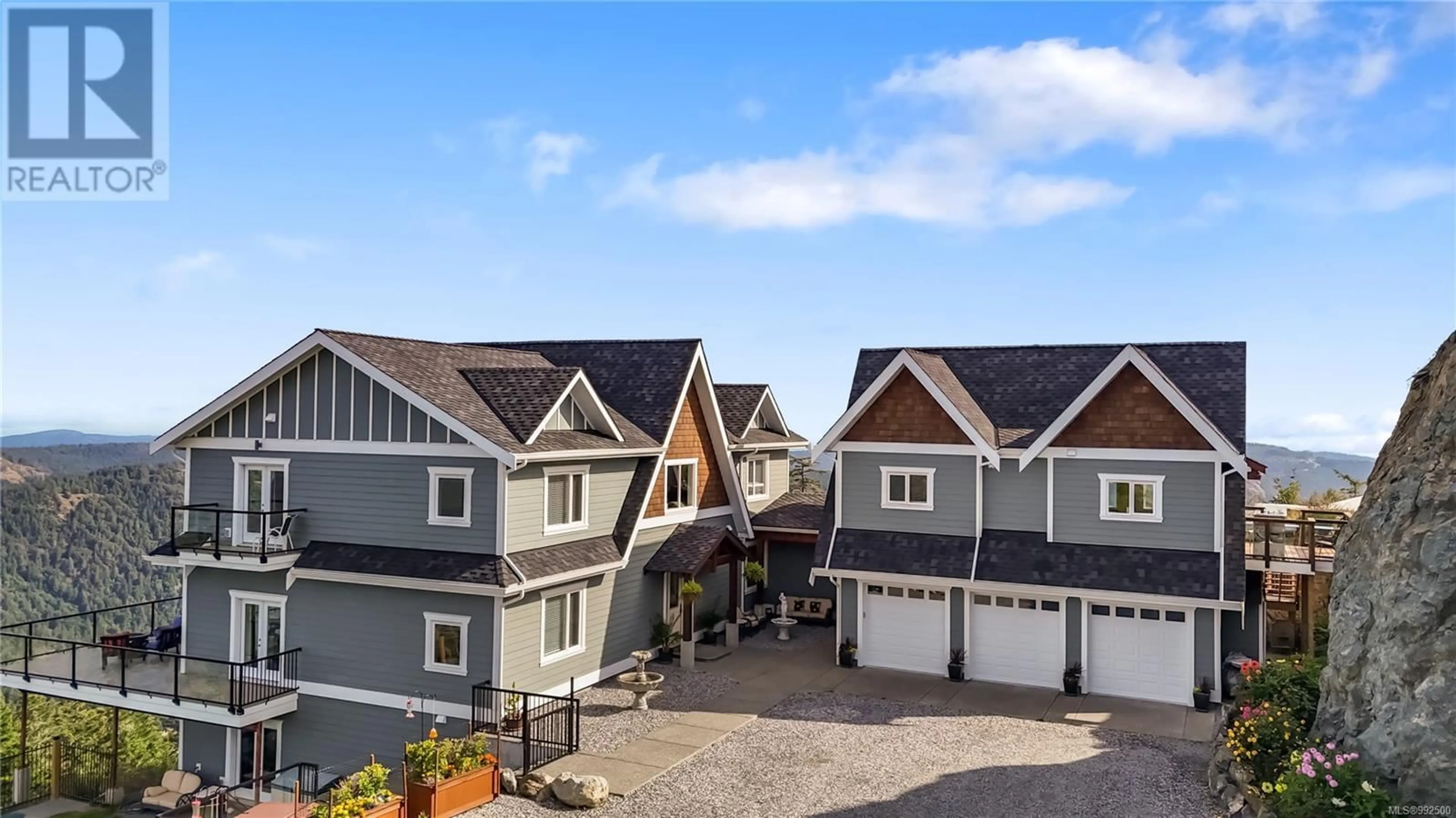 A pic from outside/outdoor area/front of a property/back of a property/a pic from drone, street for 4120 RIDGELINE DRIVE, Shawnigan Lake British Columbia V8H2J1